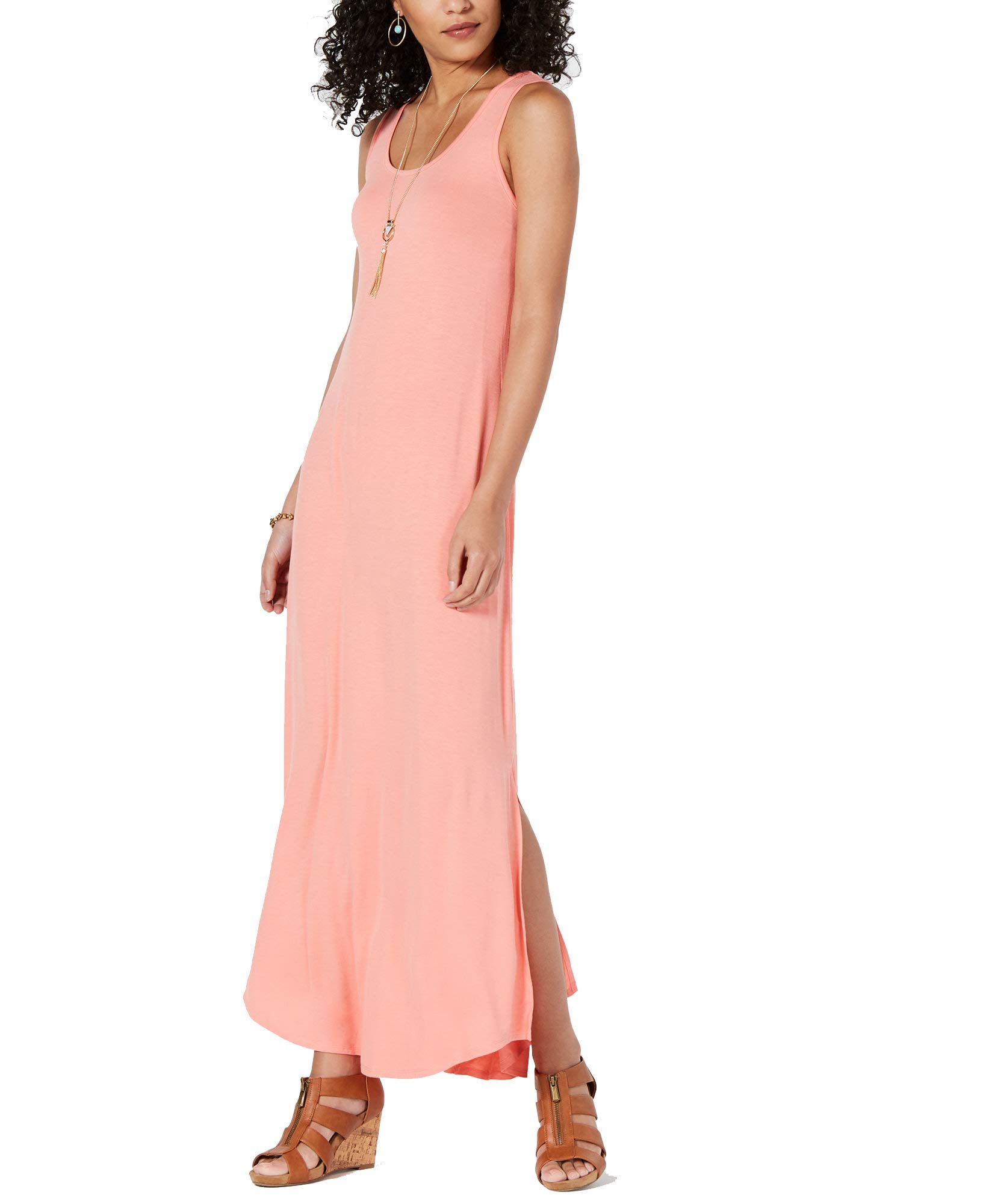 Style & Co. Women's Sleeveless Slit Maxi Dress - Flowy Summer Dress with Side Slit, Peach Berry (Small) | Perfect for Beach Vacations, Cocktail Parties & Date Nights