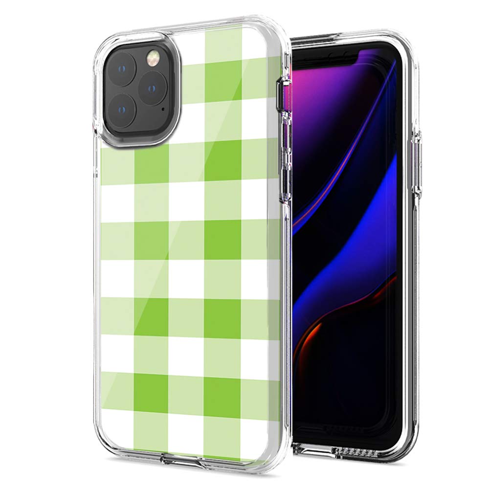 Premium Double Layer Shockproof Phone Case for Apple iPhone 12 Pro/12 - Green Plaid Design | Slim Protective Cover with Raised Edges for Screen & Camera Protection | Perfect for Daily Use, Outdoor Activities & Travel