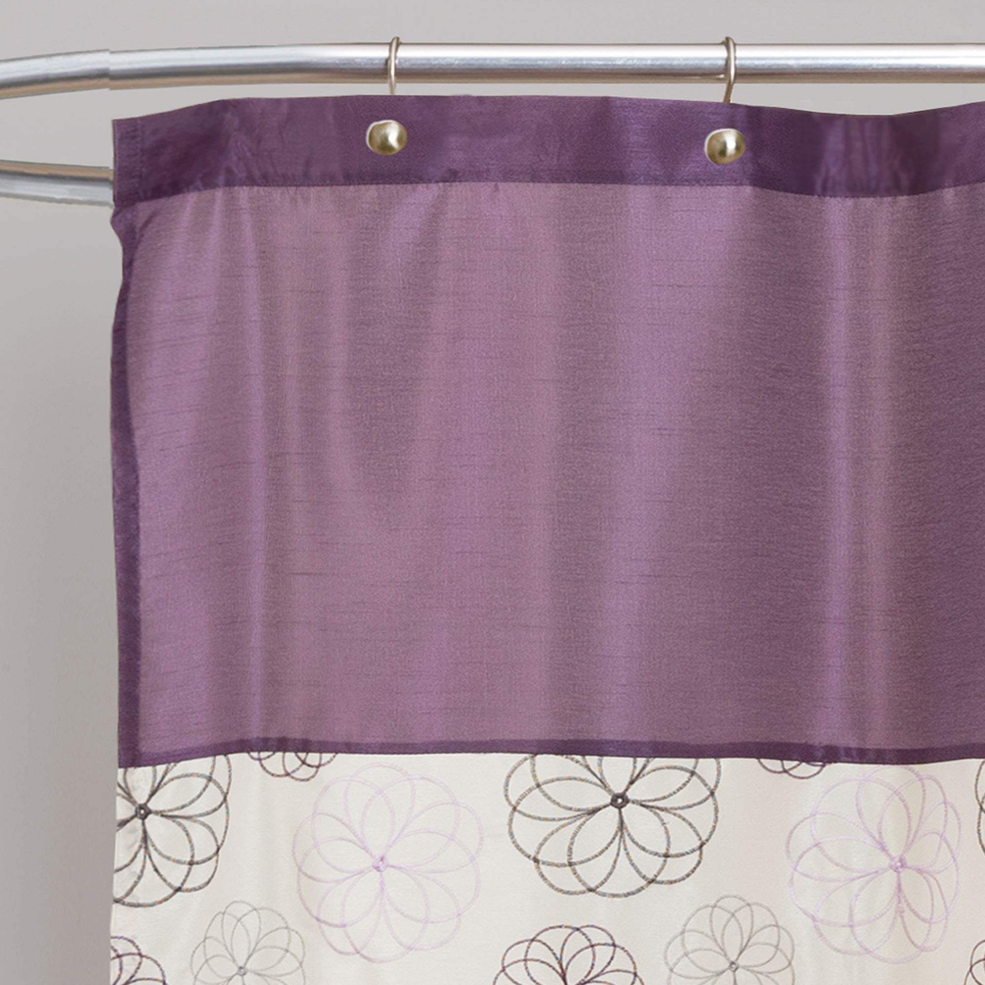 Lush Decor Purple Shower Curtain 72x72 inches - Elegant Bathroom Decor