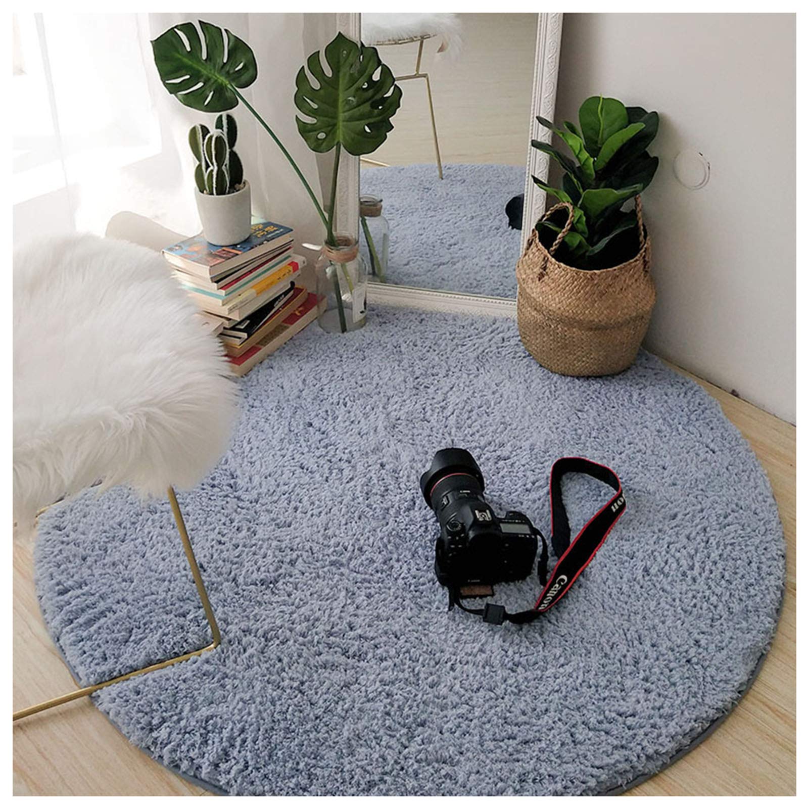 Fluffy Round Shaggy Area Rug - Ultra Soft Living Room Carpet, Bedroom & Nursery Decor, Kids Play Mat - 80cm Diameter - Perfect for Thanksgiving & Christmas Home Decor