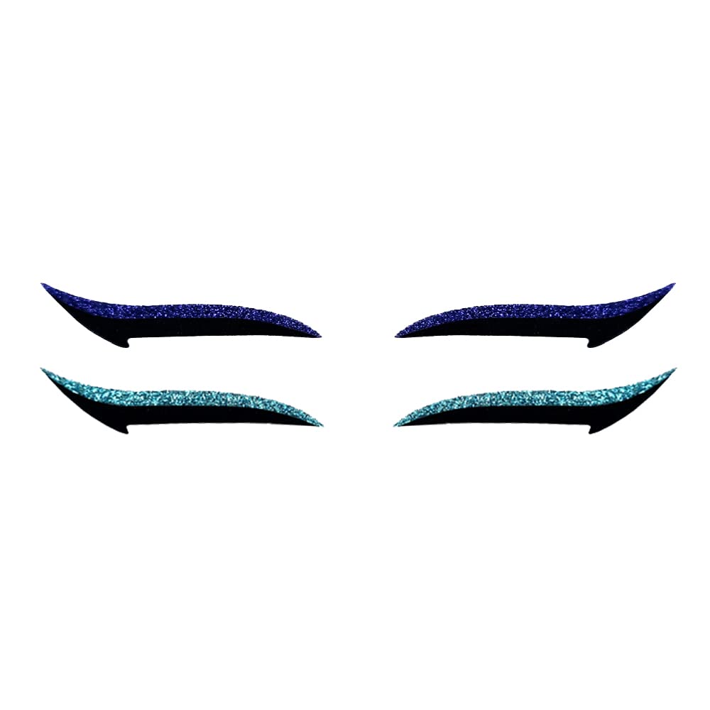 Comet Busters Glitter Turquoise & Royal Blue Eyeliner Stickers (EYE047) - Waterproof Self-Adhesive Eye Makeup Decals for Parties, Halloween & Cosplay