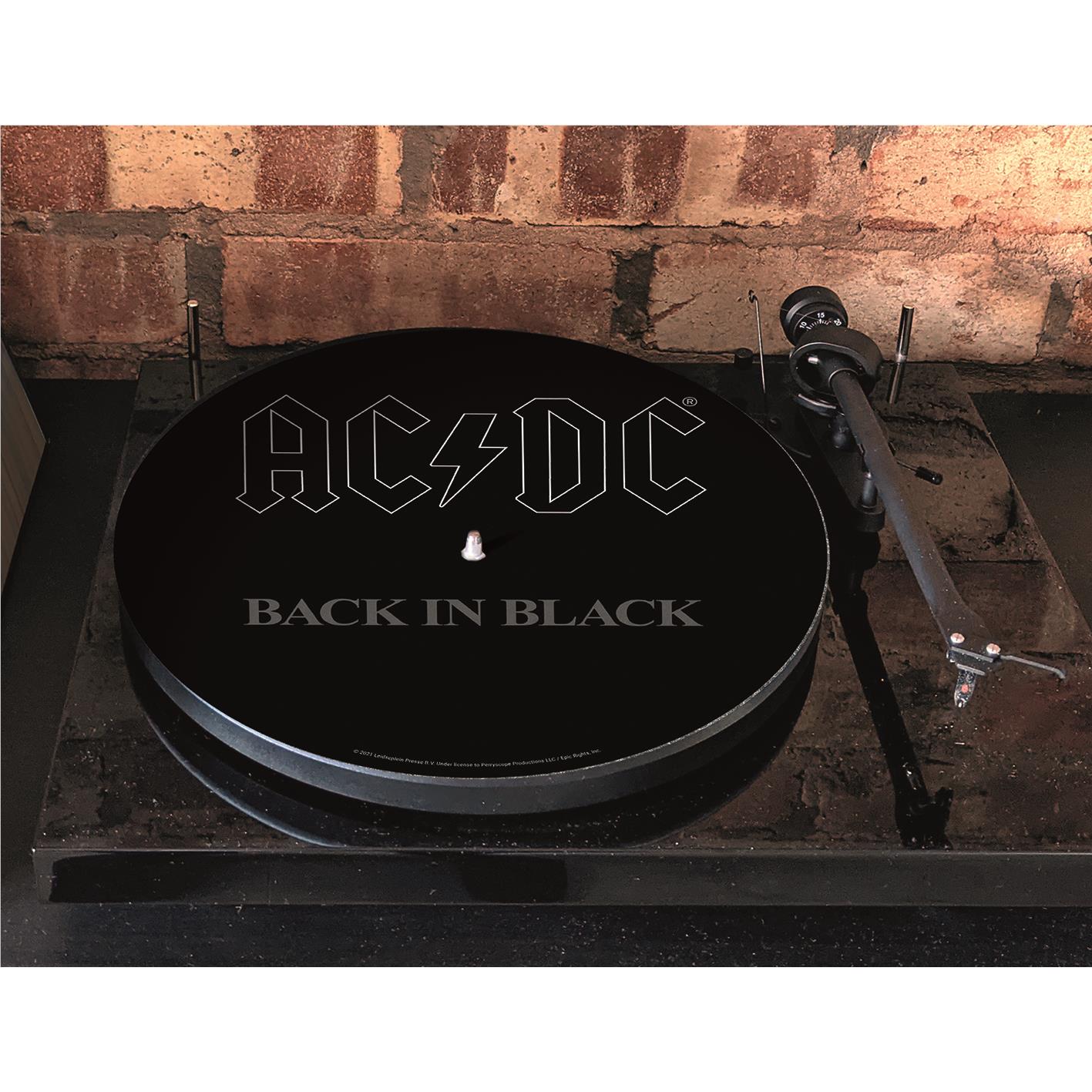 AC/DC Back In Black Vinyl Record Slipmat for Turntables - Premium LP Record Mat for DJs & Music Lovers - Perfect for Vinyl Record Players & Music Collections
