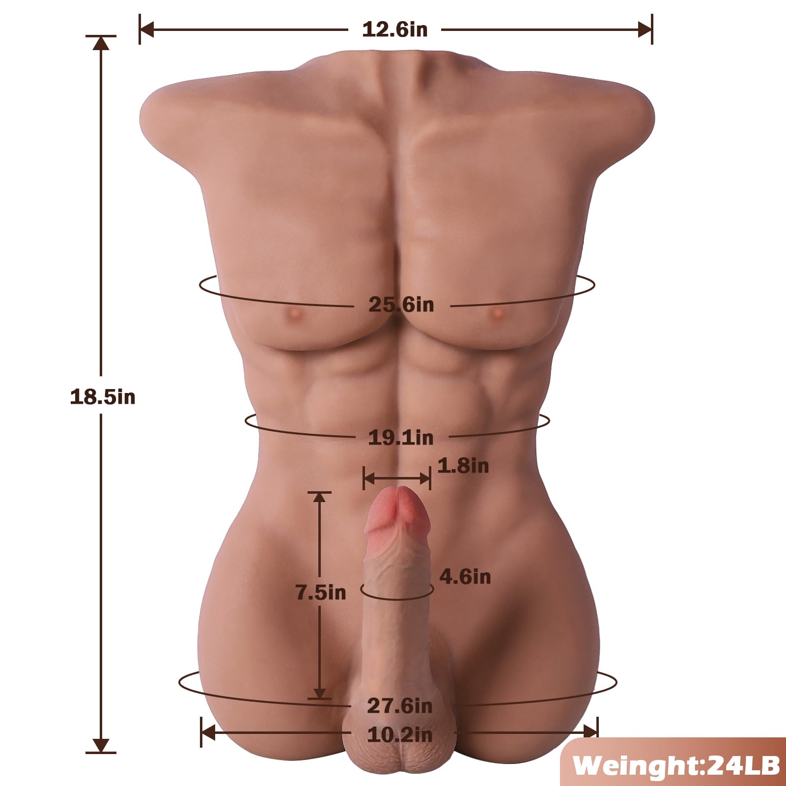 Realistic Male Torso Sex Doll for Women - 24LB Lifelike Male Body with 7.5