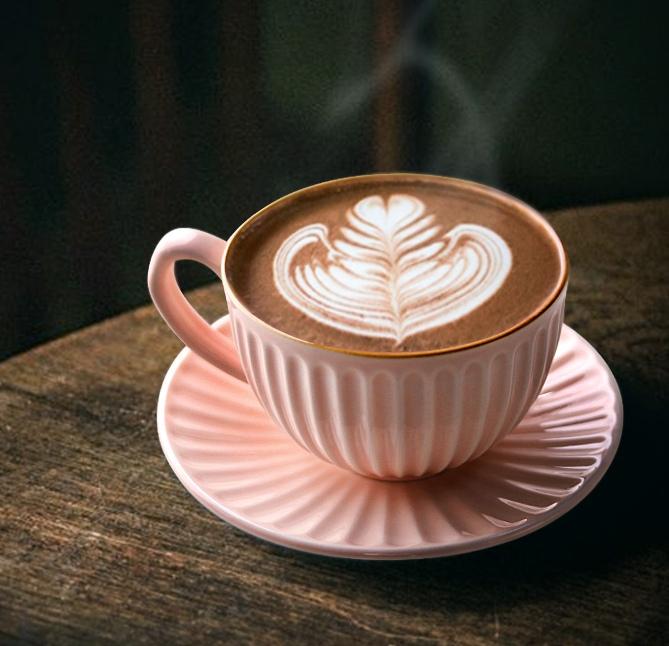 Handmade Brown Pottery Coffee Cups - Ceramic Cappuccino & Latte Mugs with Saucers - Elegant White Tea Cup Set for Home, Cafe & Gifts - Perfect for Morning Coffee, Afternoon Tea & Cozy Moments