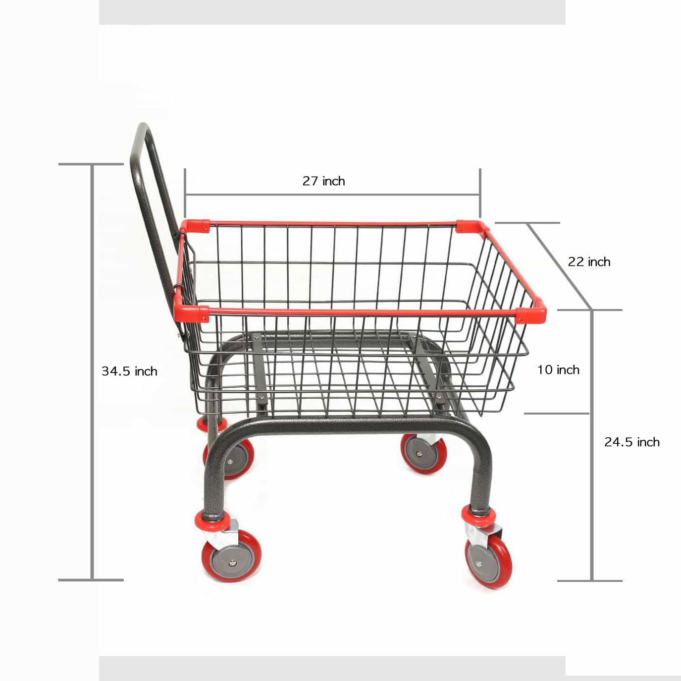 Heavy Duty 1.8 Bushel Laundry Cart with U-Handle & 5