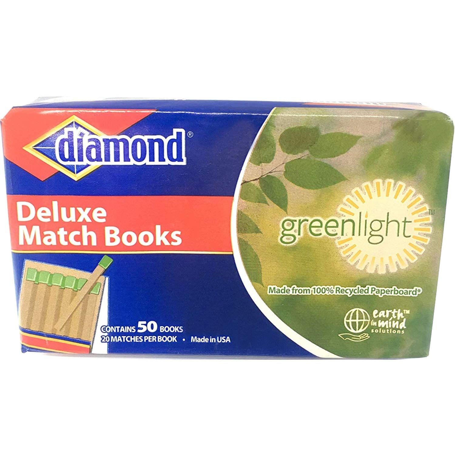 Premium Diamond Deluxe Greenlight Matchbooks - 1000 Long-Lasting Matches for Camping, Fireplaces & Emergency Kits