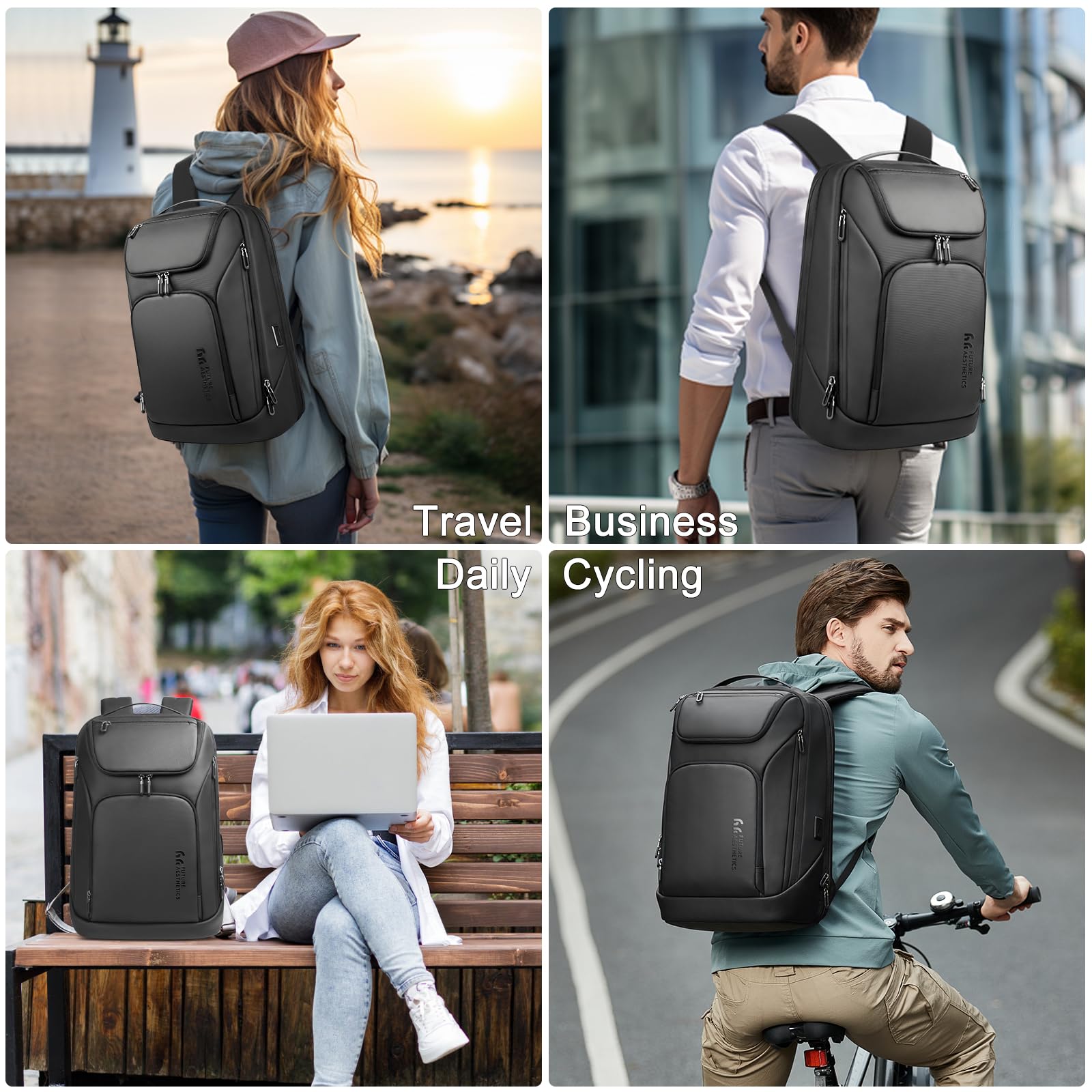 Anti-Theft Business Smart Backpack for Men - 17.3 Inch Laptop Backpack with USB Charging Port, Water-Resistant & Durable 30L Travel Backpack for College, Work & Commuting - Black