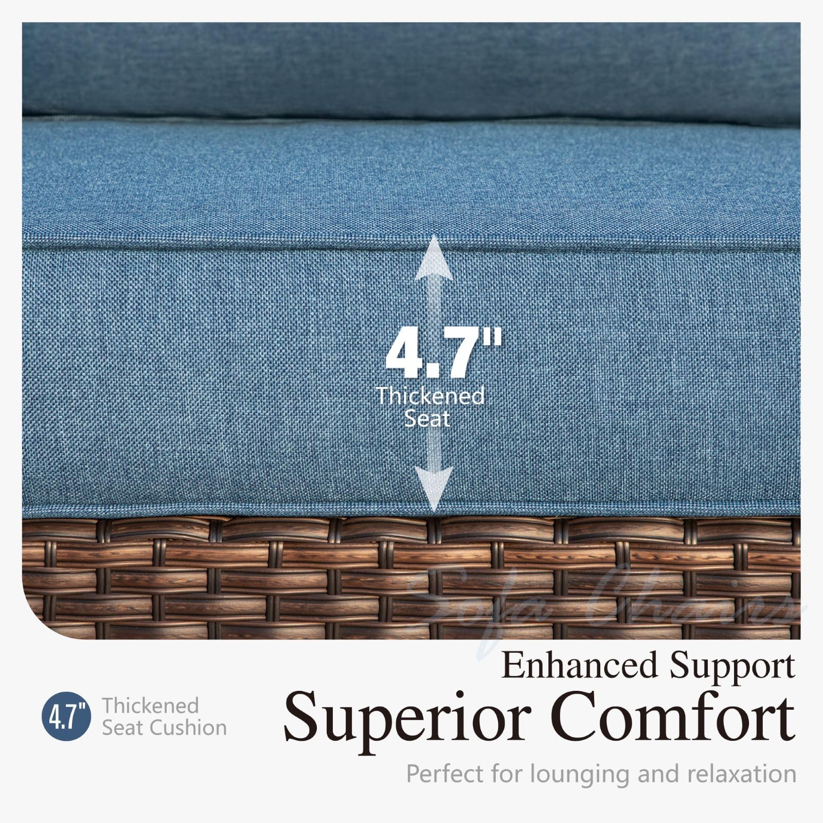 Sophia & William 4-Piece All-Weather Outdoor Patio Furniture Set - PE Wicker Conversation Sofa Set with Cushions - Blue Patio Seating for Backyard, Porch, Garden & Poolside Relaxation