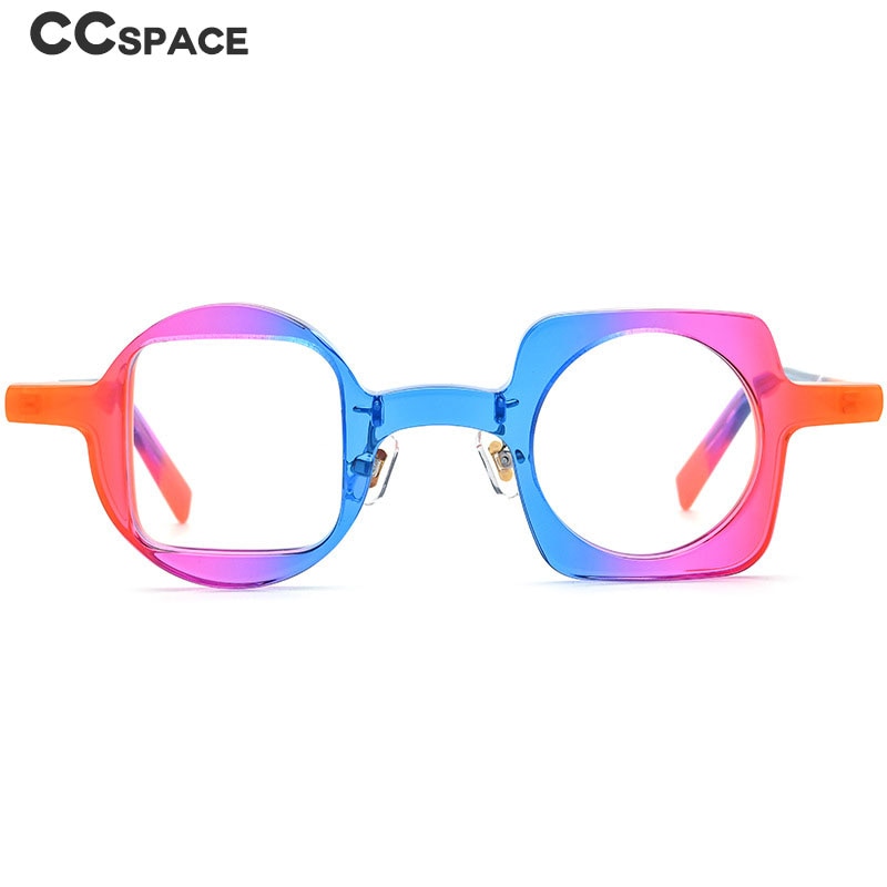 CCspace Unisex Full Rim Square Round Acetate Eyeglasses 55660 - Lightweight & Durable Frame for Men & Women - Perfect for Reading, Work, and Everyday Fashion