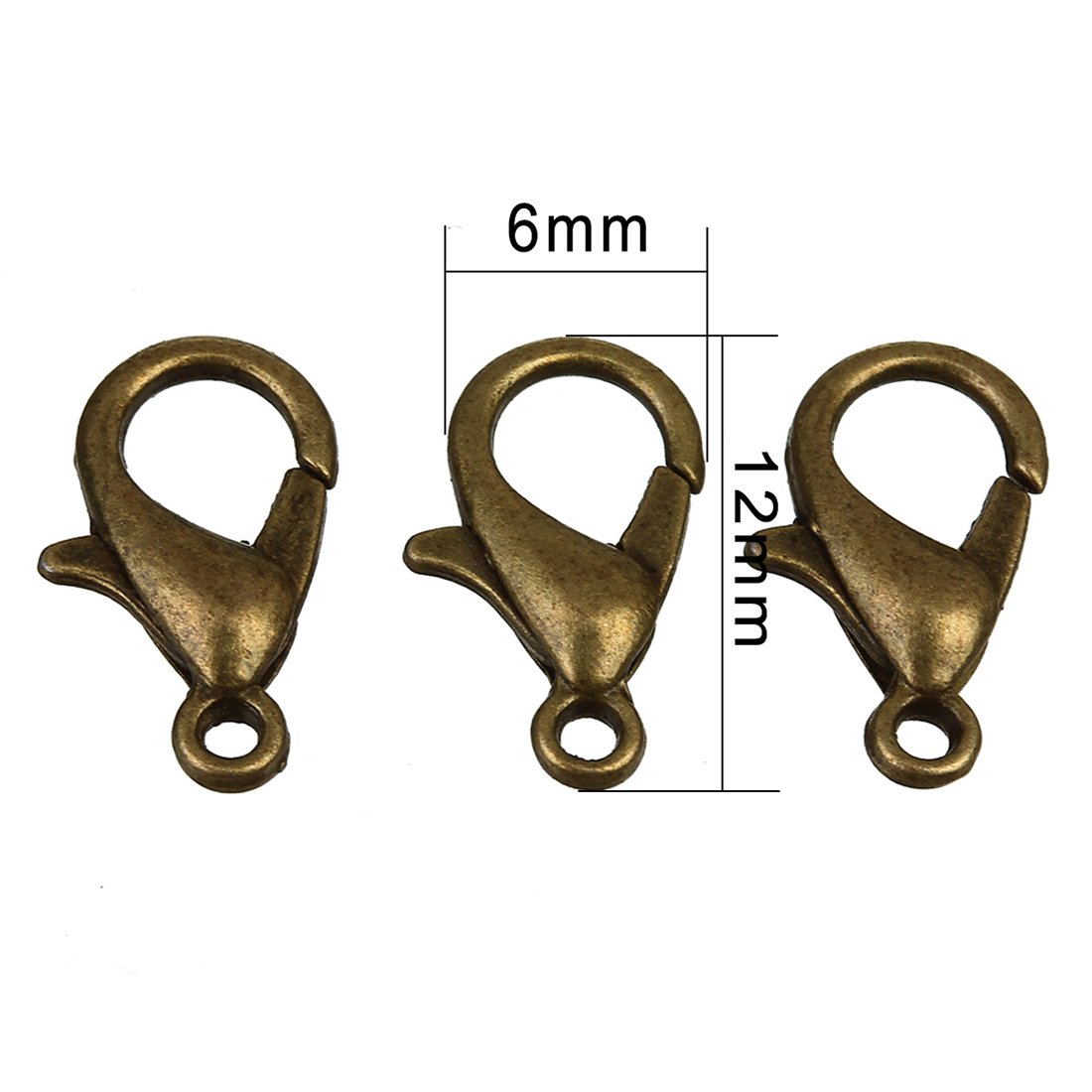 Premium 12mmX6mm Alloy Lobster Claw Clasps for Jewelry Making - Gold, Silver, Red Copper, Black, Gun Black & Rhodium Tone - 50pcs/Bag - Perfect for Bracelets, Necklaces & DIY Jewelry Projects
