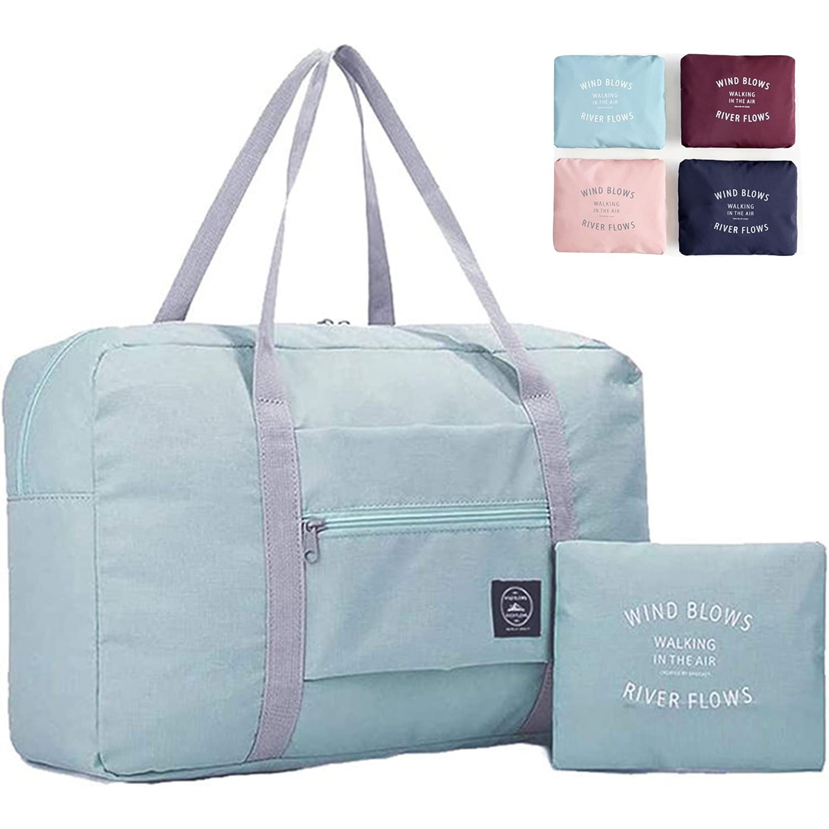 Foldable Sport Travel Duffle Bag - Light Blue Gym Duffel with Zipper Closure for Workout, Travel & Overnight Trips | Perfect for Gym, Sports, Weekend Getaways & Business Travel
