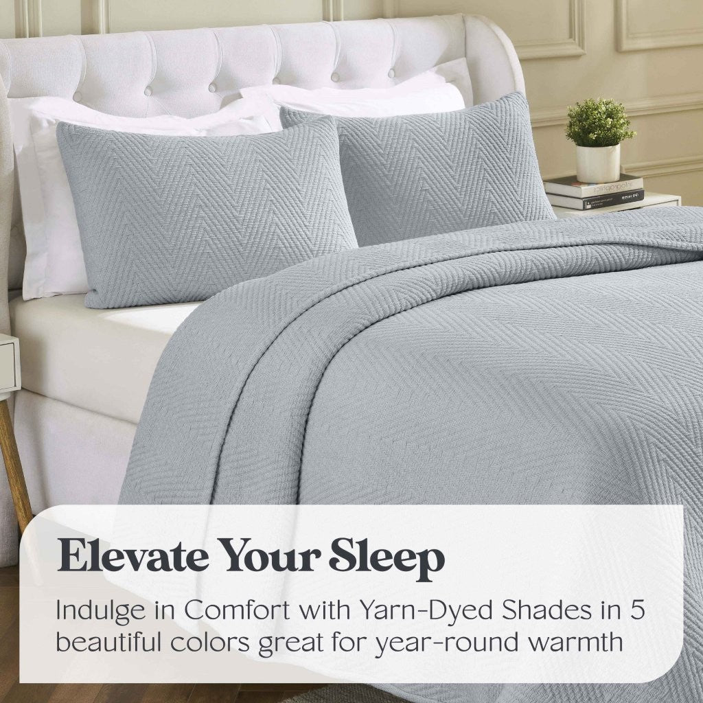 Premium Aswan Cotton Medium Weight Textured Modern Chevron Woven Coverlet - Soft & Breathable Bedspread for All-Season Comfort | Perfect for Master Bedroom, Guest Room & Cozy Home Decor
