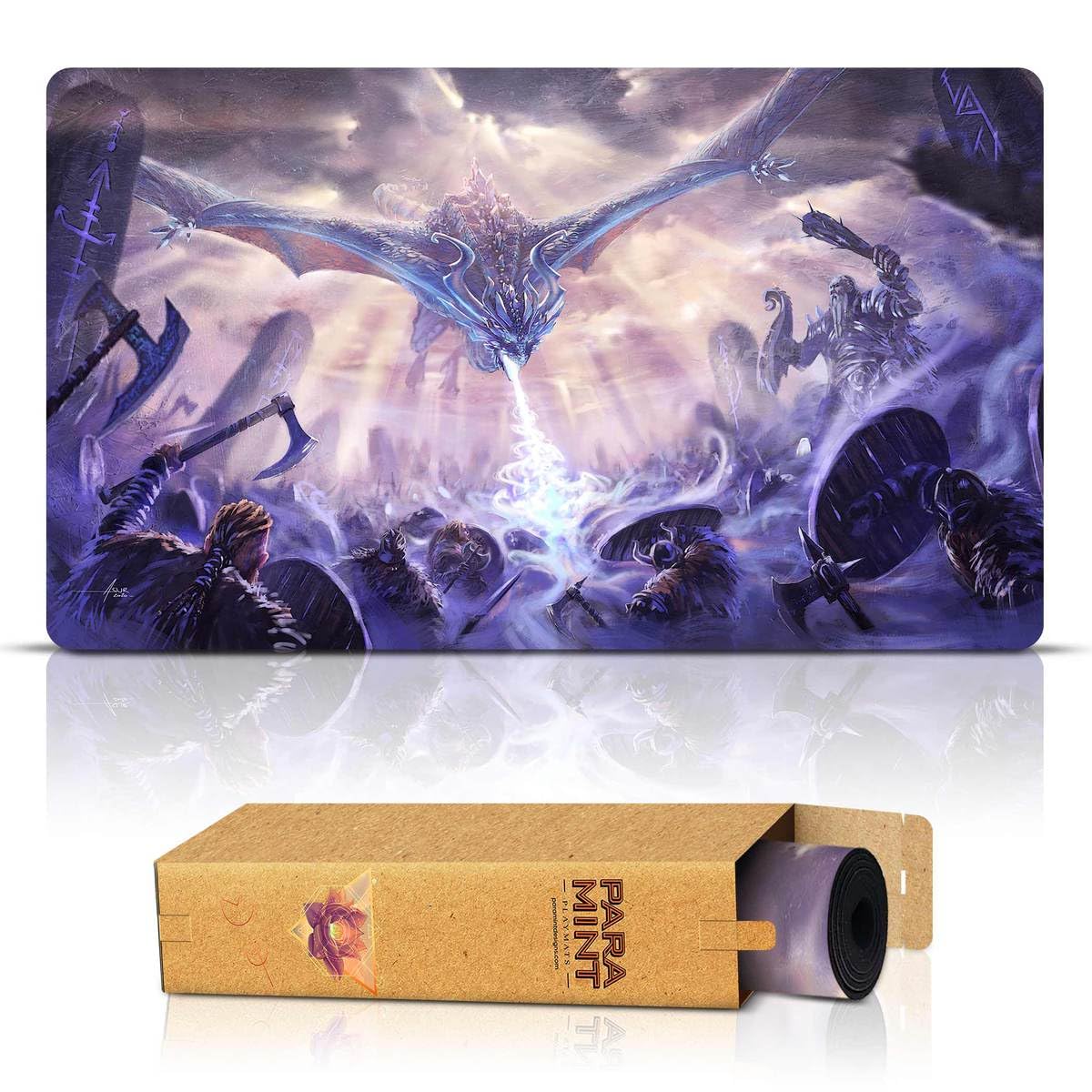 Ice Dragon Stitched MTG Playmat by Asur Misoa - Magic The Gathering Compatible Gaming Mat for MTG, YuGiOh & TCG - Premium Original Art Playmat Accessories - Perfect for Card Game Tournaments & Casual Play