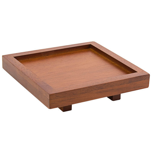 FOH Square Rubberwood Tray Set of 12 - 4.5 Inch Natural Wood Serving Tray for Cheese, Charcuterie, Appetizers & Entertaining