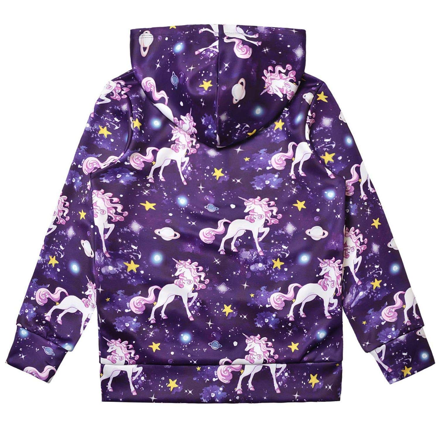 Unicorn Zip-Up Hoodie for Girls with Pockets - Cute Pullover Sweatshirt for School, Playdates & Outdoor Activities