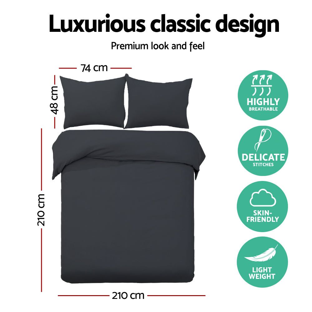 Premium Giselle Bedding Quilt Cover Set - Classic Black Queen Size - Soft & Breathable Bedding for Cozy Bedroom Decor