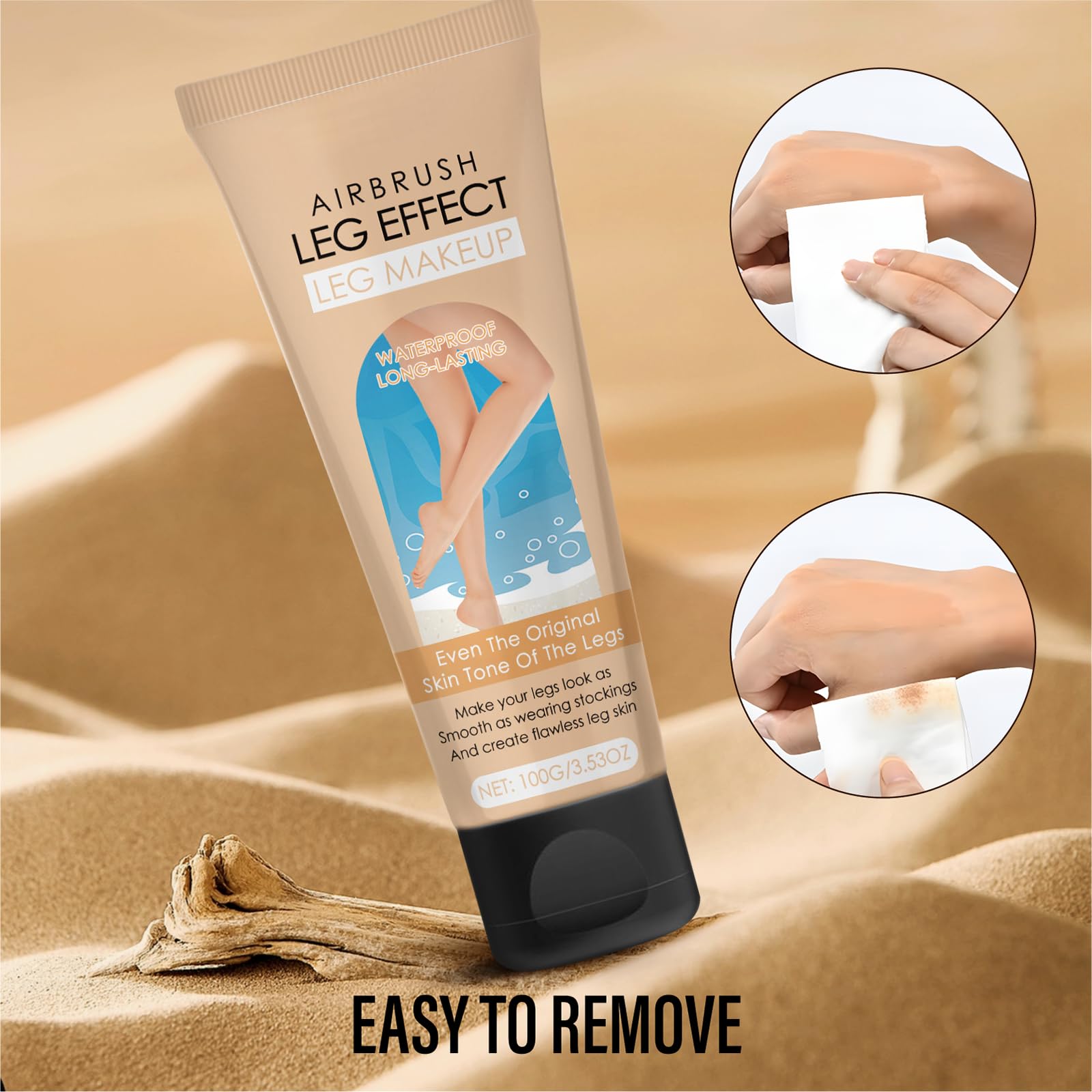 Waterproof Leg Makeup for Varicose Veins & Scar Cover - No Transfer, Tattoo Concealer for Black Skin (Medium Glow) - Perfect for Weddings, Photos & Everyday Wear