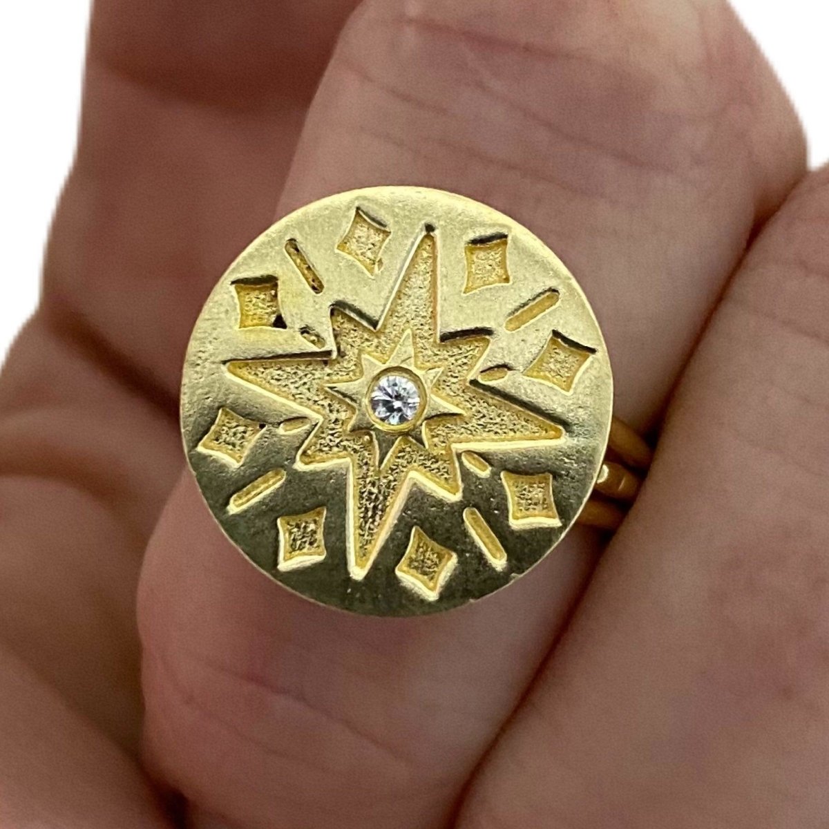 Laihas Prestige Boho Galaxy Gold Signet Ring with Genuine Topaz Stone - Elegant Bohemian Jewelry for Women, Perfect for Parties, Weddings & Everyday Wear