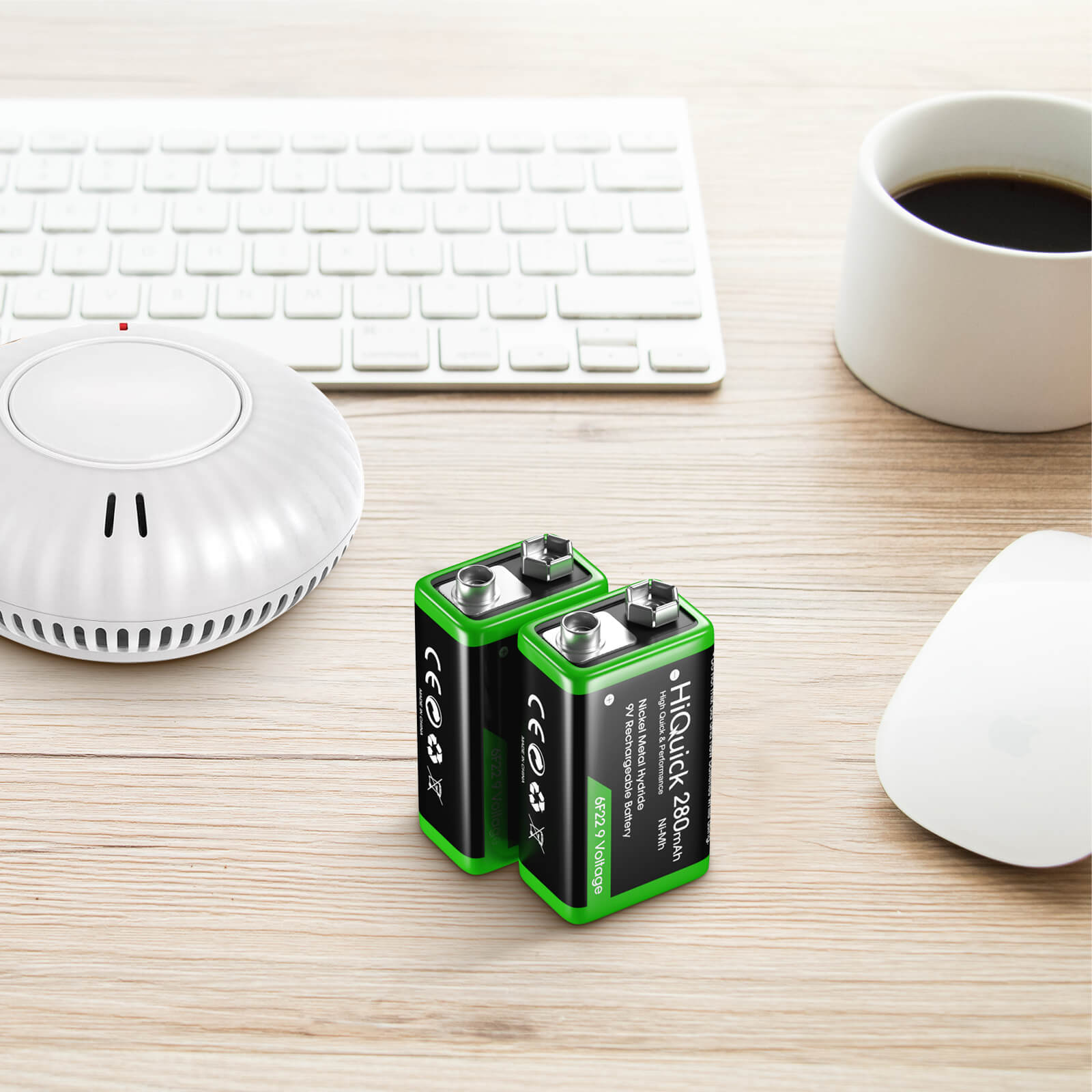 HiQuick 9V Rechargeable NiMH Battery 280mAh - Long Lasting Power for Guitar Pedals, Smoke Detectors & Electronic Devices | Eco-Friendly & Fast Charging