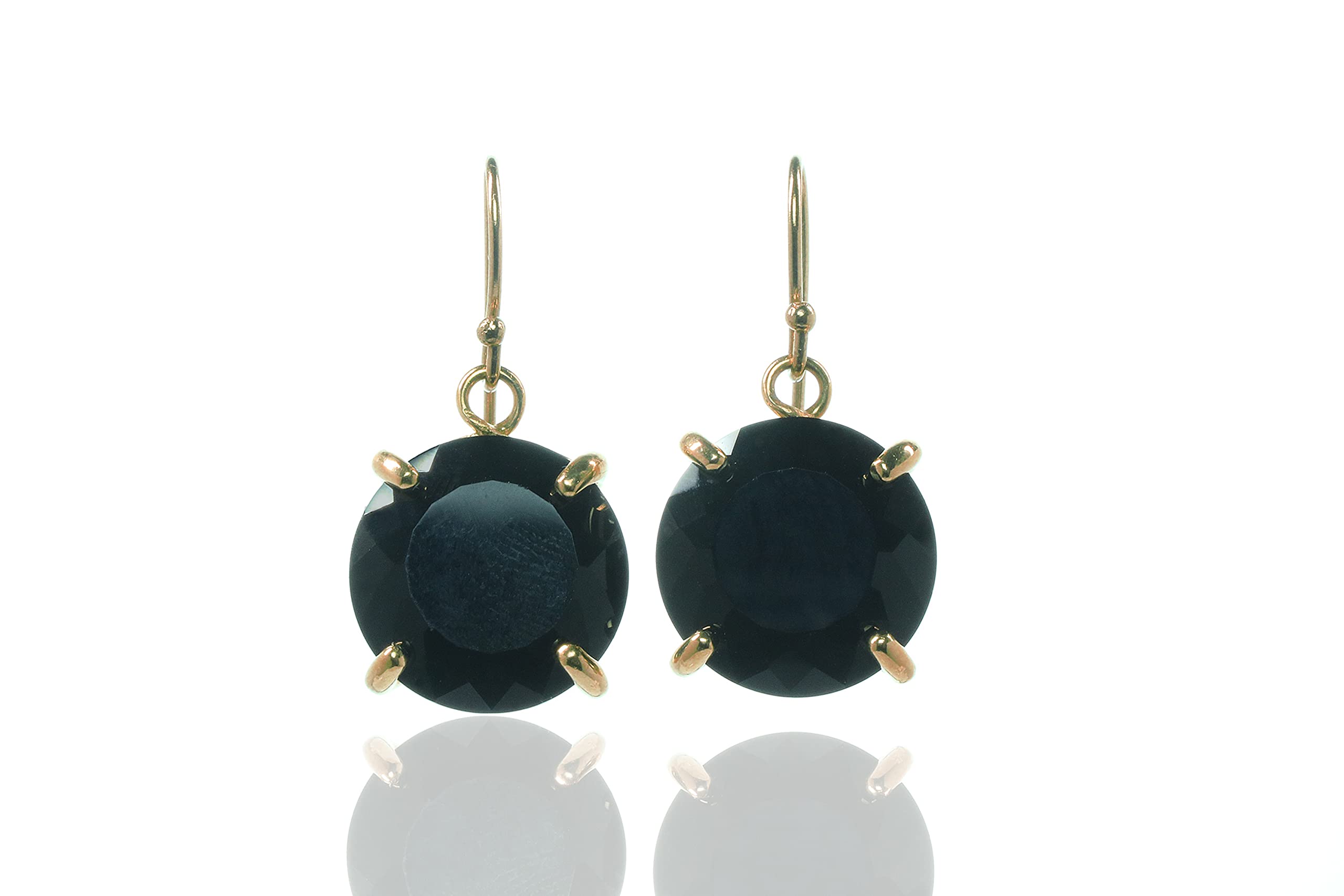 Black Onyx Hook Earrings - Bold Statement Gemstone Jewelry for Women - Handmade Bohemian Vintage Earrings with Gift Box - Perfect for Parties, Weddings & Boho Fashion