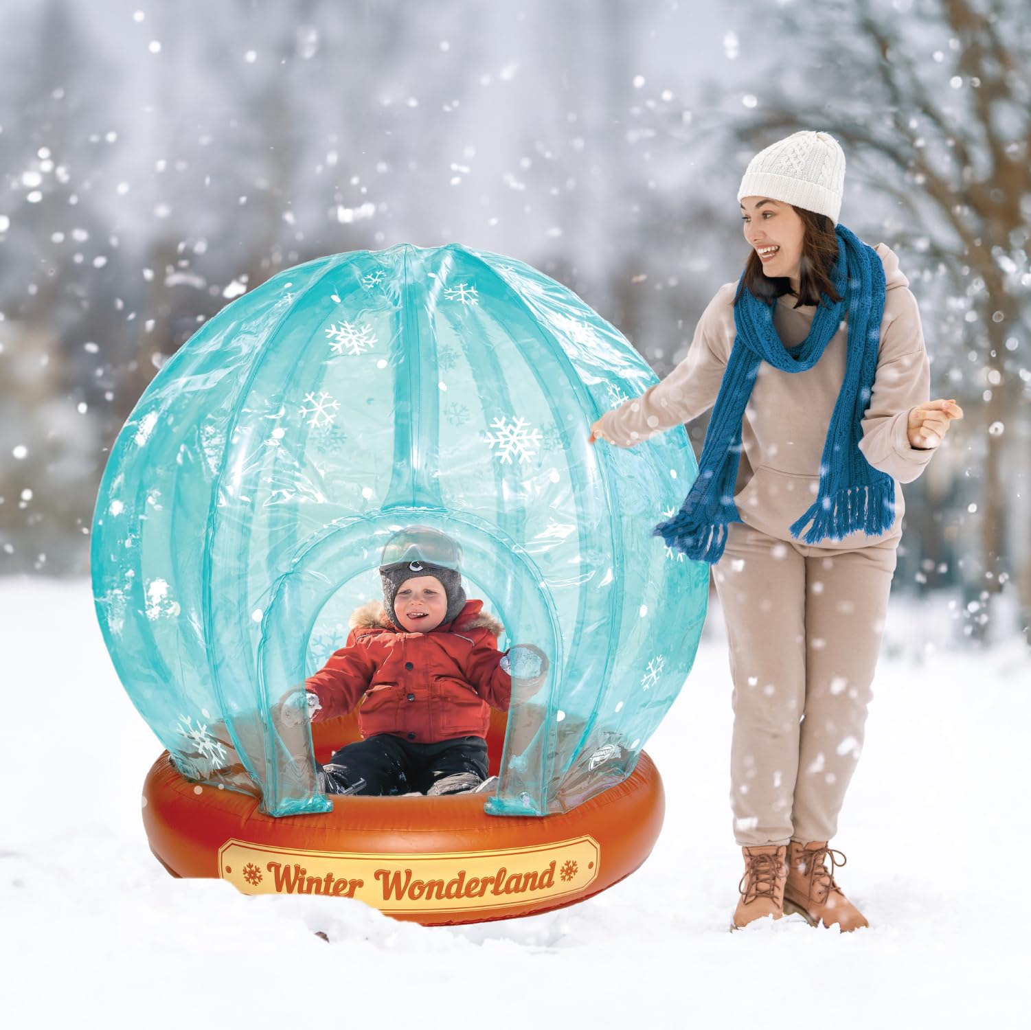 BigMouth Inc Inflatable Snow Globe with Entrance - Giant Inflatable Snow Fort for Indoor & Outdoor Christmas Decorations - Perfect for Yard, Kids Room, Holiday Parties and Winter Wonderland Displays