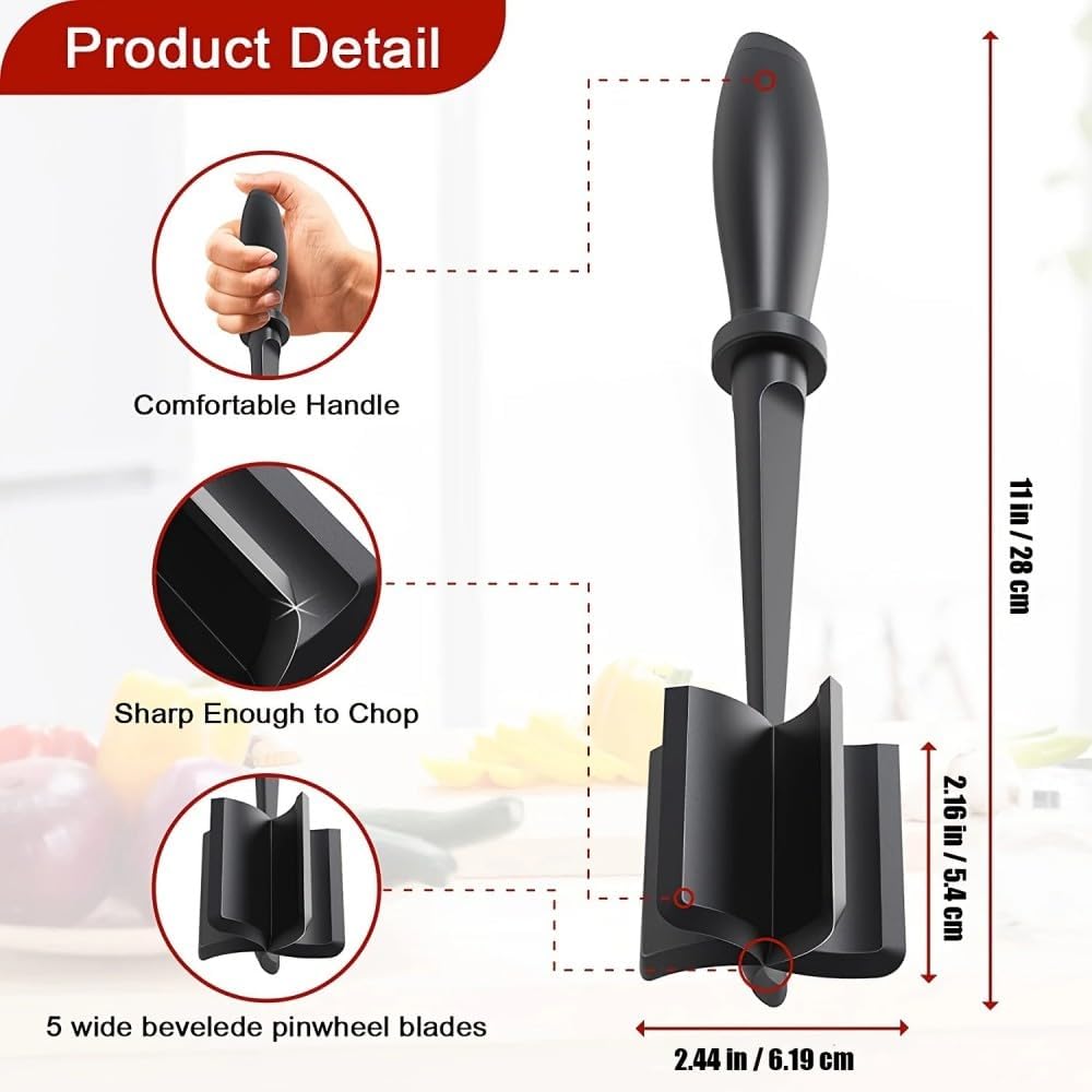 Premium Multifunctional Meat Chopper & Grinder - Heat-Resistant Kitchen Tool for Ground Beef, Turkey & Hamburger Meat | Perfect for Meal Prep, BBQ & Home Cooking