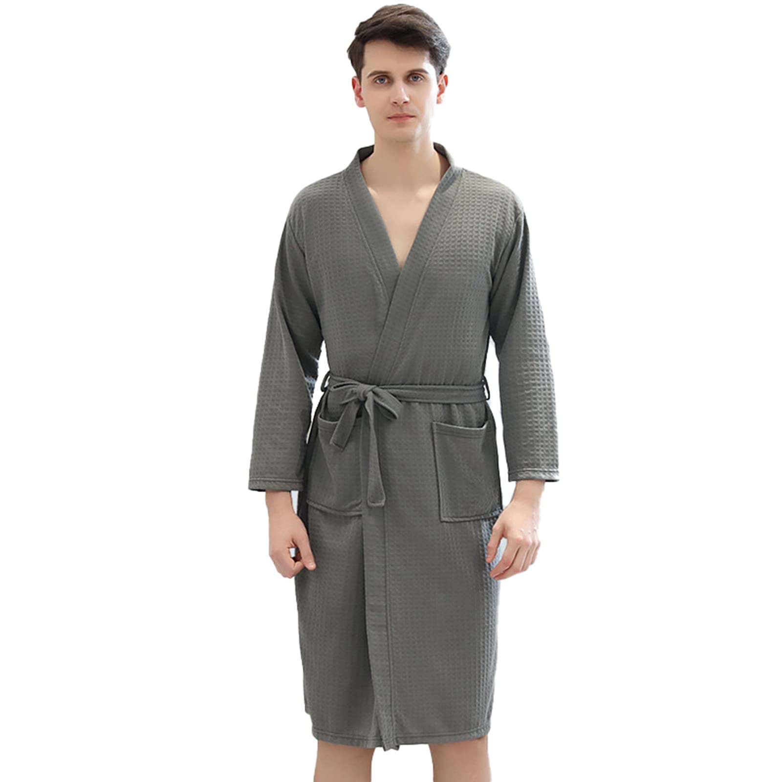 ANUFER Unisex Waffle Bathrobe - Soft & Breathable Spa Robe for Men & Women, Couples Matching Kimono Style Loungewear - Perfect for Home, Hotel & Relaxation