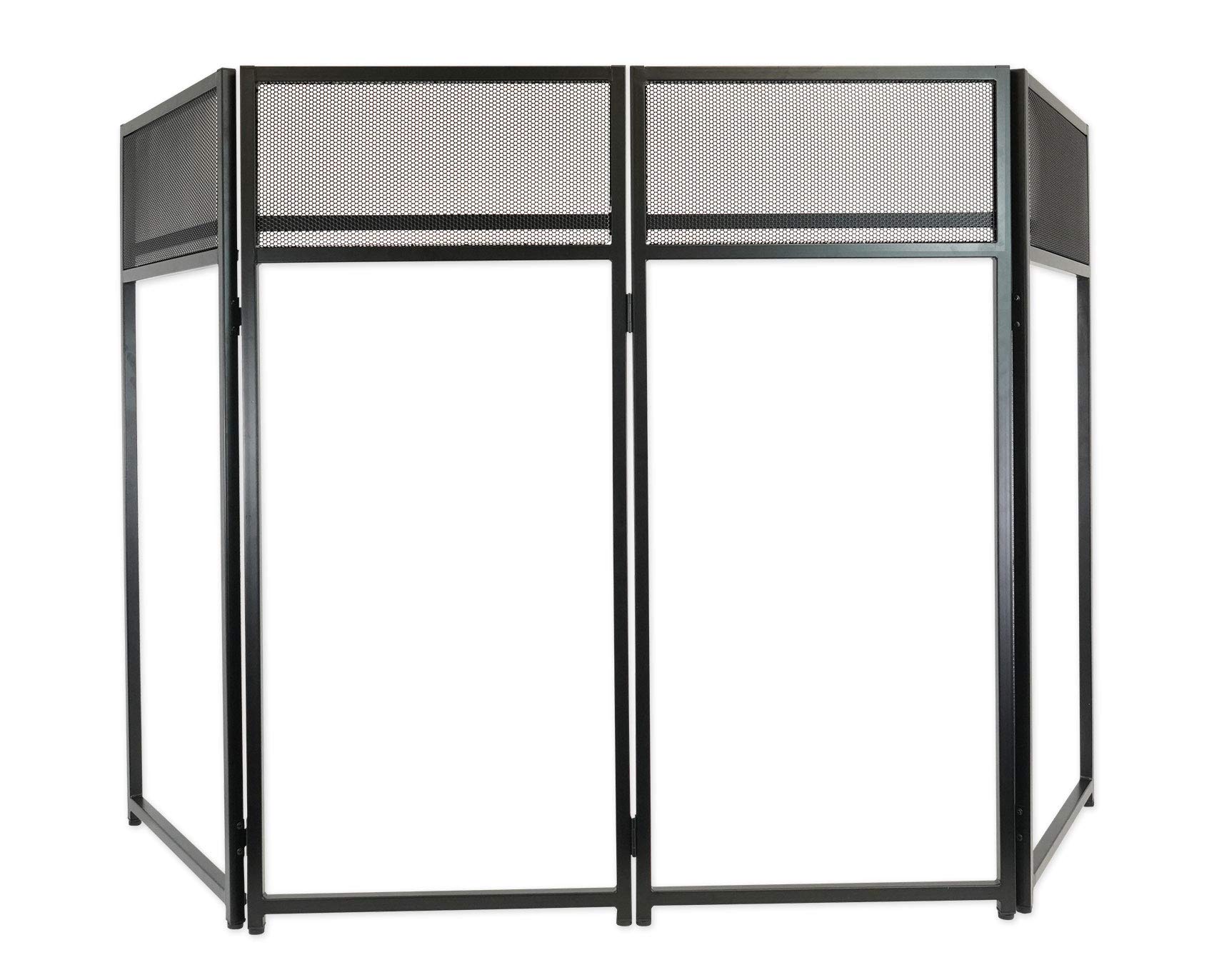 Rockville ROCKBOOTH Professional DJ Booth Facade with 2 Scrims & 2 Lights - Portable Outdoor Backyard Party Setup for Weddings, Events & Nightclubs