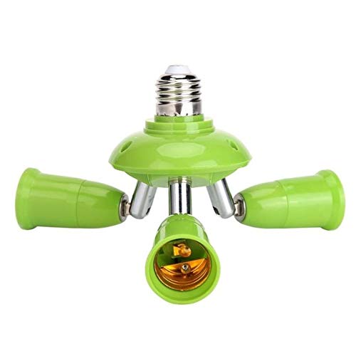 3 in 1 E27 to E27 Bulb Holder Splitter - Adjustable LED Light Socket Adapter for Lamps (Green) | Perfect for Home Lighting, DIY Projects & Multi-Bulb Fixtures