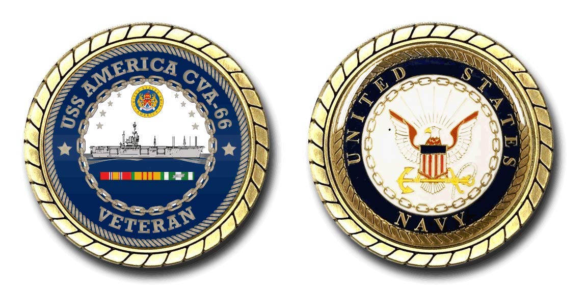 USS America CVA-66 Vietnam Service Challenge Coin - Officially Licensed Military Collectible - Perfect for Veterans, History Buffs & Coin Collectors