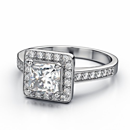 3pc Sterling Silver Halo Princess Cut Engagement & Wedding Ring Set for Women - Elegant Bridal Jewelry for Proposals, Anniversaries & Special Occasions (SP18-3)