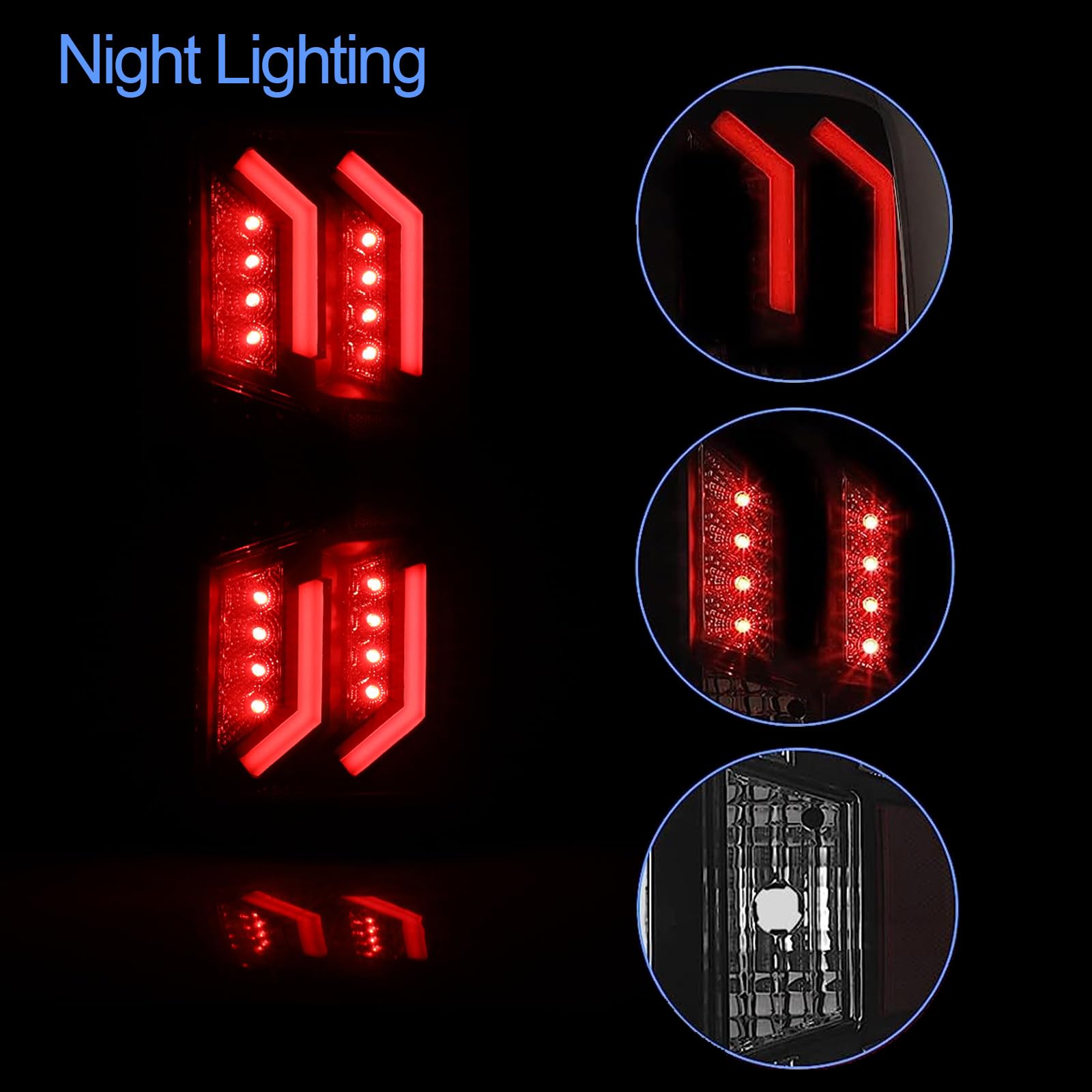 ROXX LED Taillight Assembly for 2014-2018 Chevy Silverado 1500 2500 3500 - Black Smoke Lens LED Tail Lights & Brake Lamps (Pair) - Upgrade Your Truck's Style & Safety for Night Driving & Off-Road Adventures