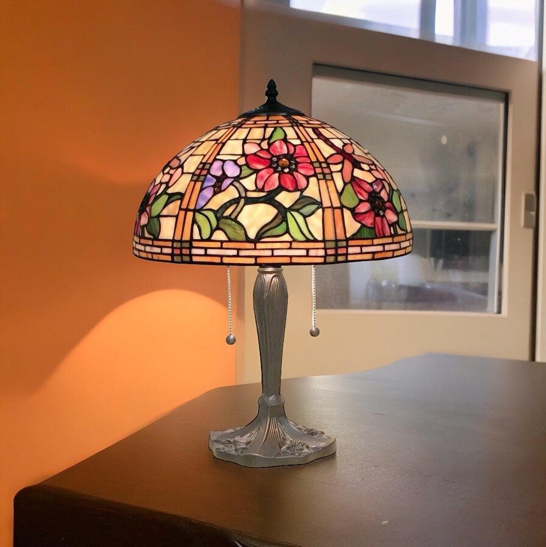 Pavot Tiffany Large Table Lamp - Handcrafted Stained Glass Lighting for Living Room & Bedroom - Tiffany Lighting Direct