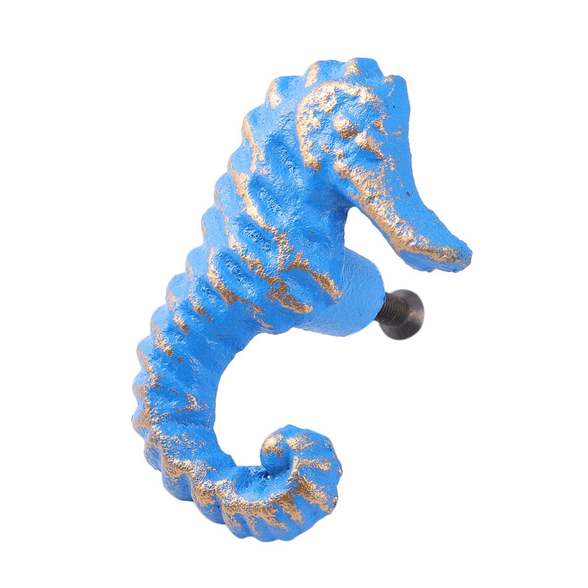 Vintage Coastal Sea Life Seahorse Cast Iron Drawer Pulls - Retro Marine Style Cabinet Knobs for Dresser, Wardrobe & Furniture (Sky-Blue) - Perfect for Beach House, Nautical & Coastal Home Decor