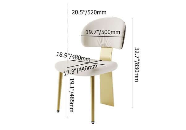 Modern White Upholstered Dining Chairs Set of 2 - Armless Side Chairs with Curved Back for Kitchen, Dining Room & Home Decor