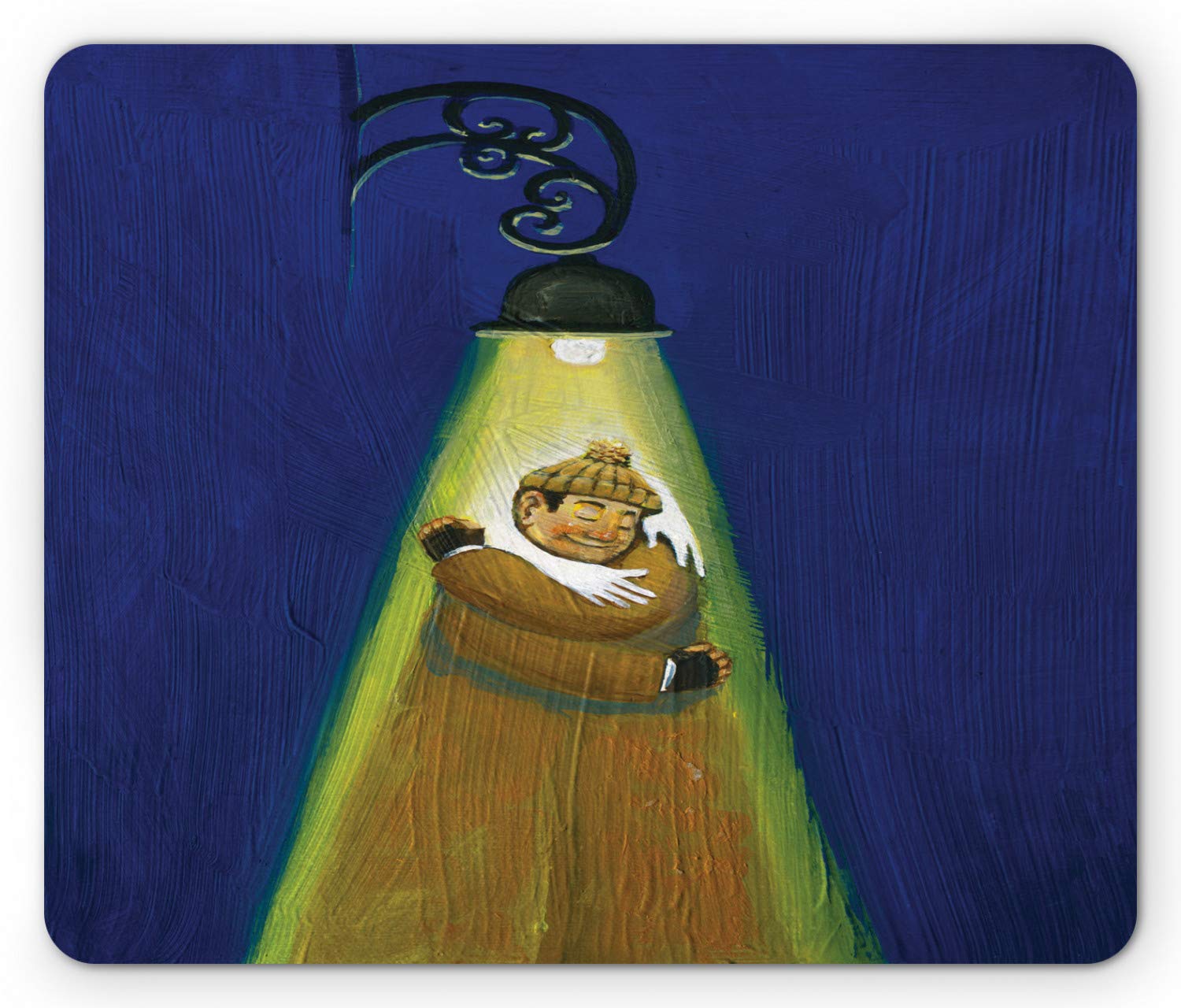 Ambesonne Abstract Surreal Mouse Pad - Night Lamb Embracing Itself Metaphorical Design, Non-Slip Rubber Base, Standard Size Computer Mousepad (Night Blue Fawn) for Office, Gaming & Home Workspace