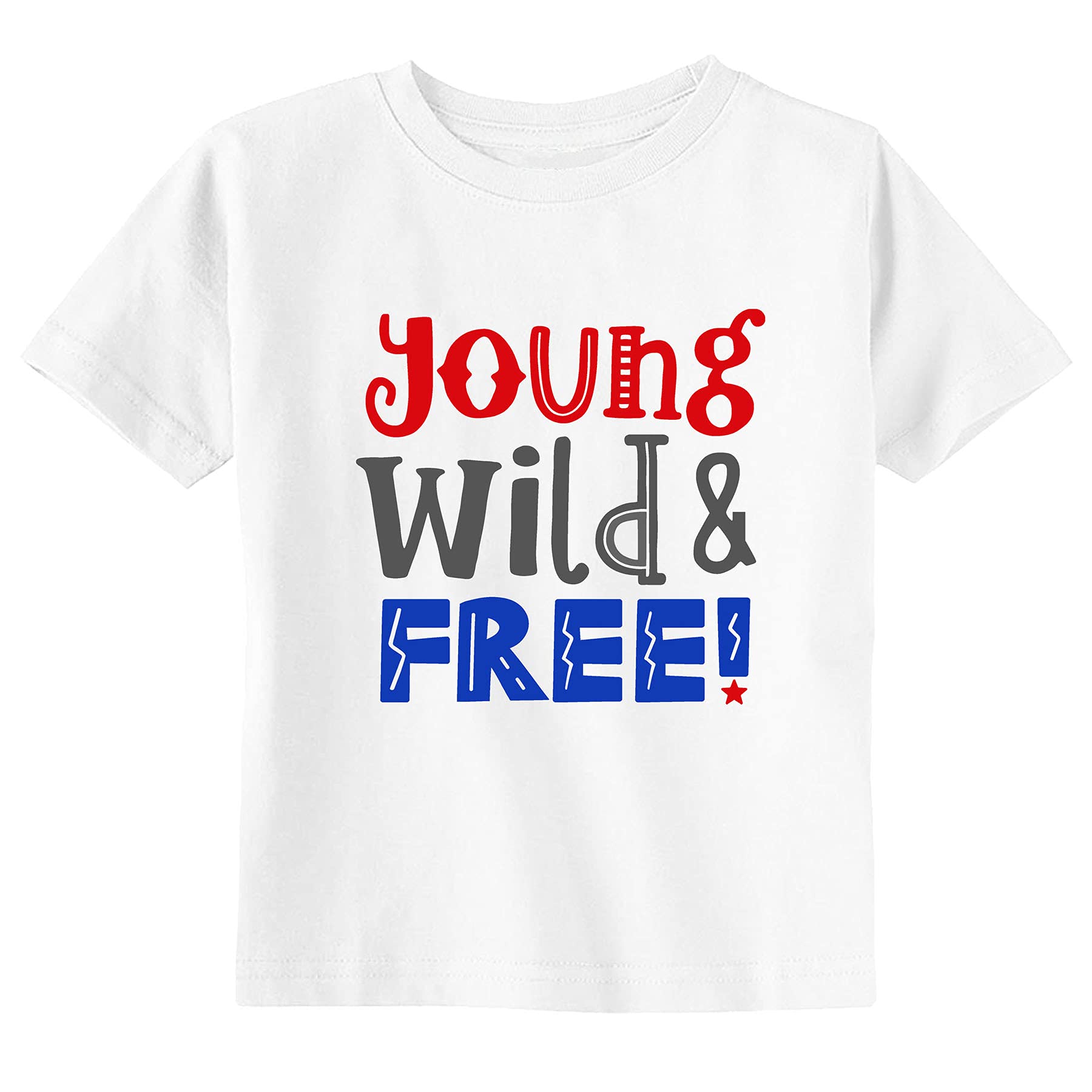 4th of July Patriotic Shirts for Toddlers & Kids - Young Wild & Free American Flag T-Shirts - Summer Holiday Outfits for Independence Day Celebrations, BBQs & Family Gatherings