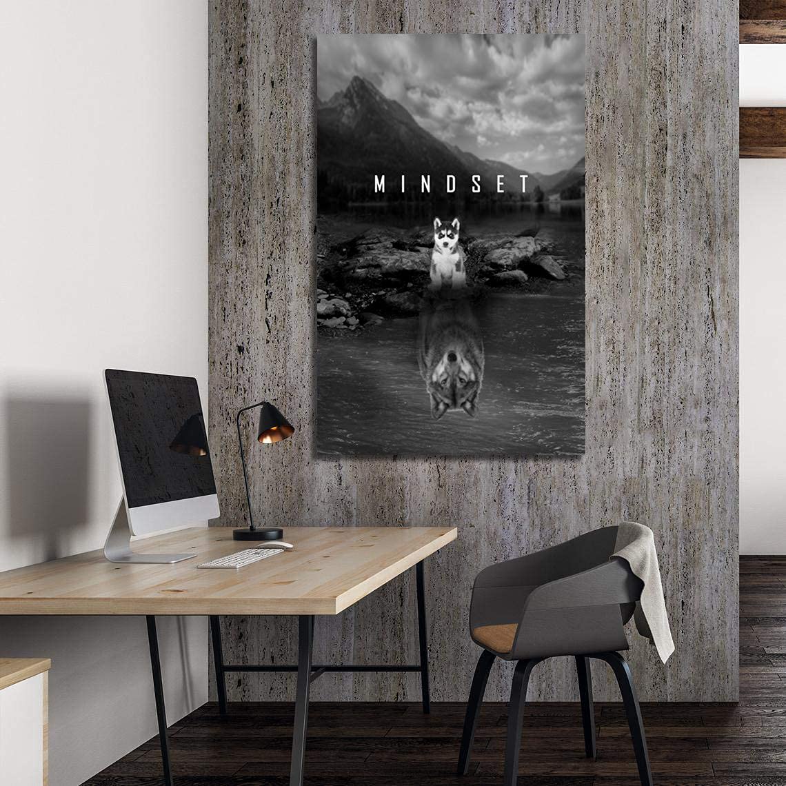 Beast Mode Motivational Canvas Wall Art - Wolf & Dog Inspirational Posters Set - Entrepreneur Success Decor for Home, Office, Living Room & Bedroom - Framed Ready to Hang Canvas Prints - Perfect for Gym Motivation & Home Office Inspiration