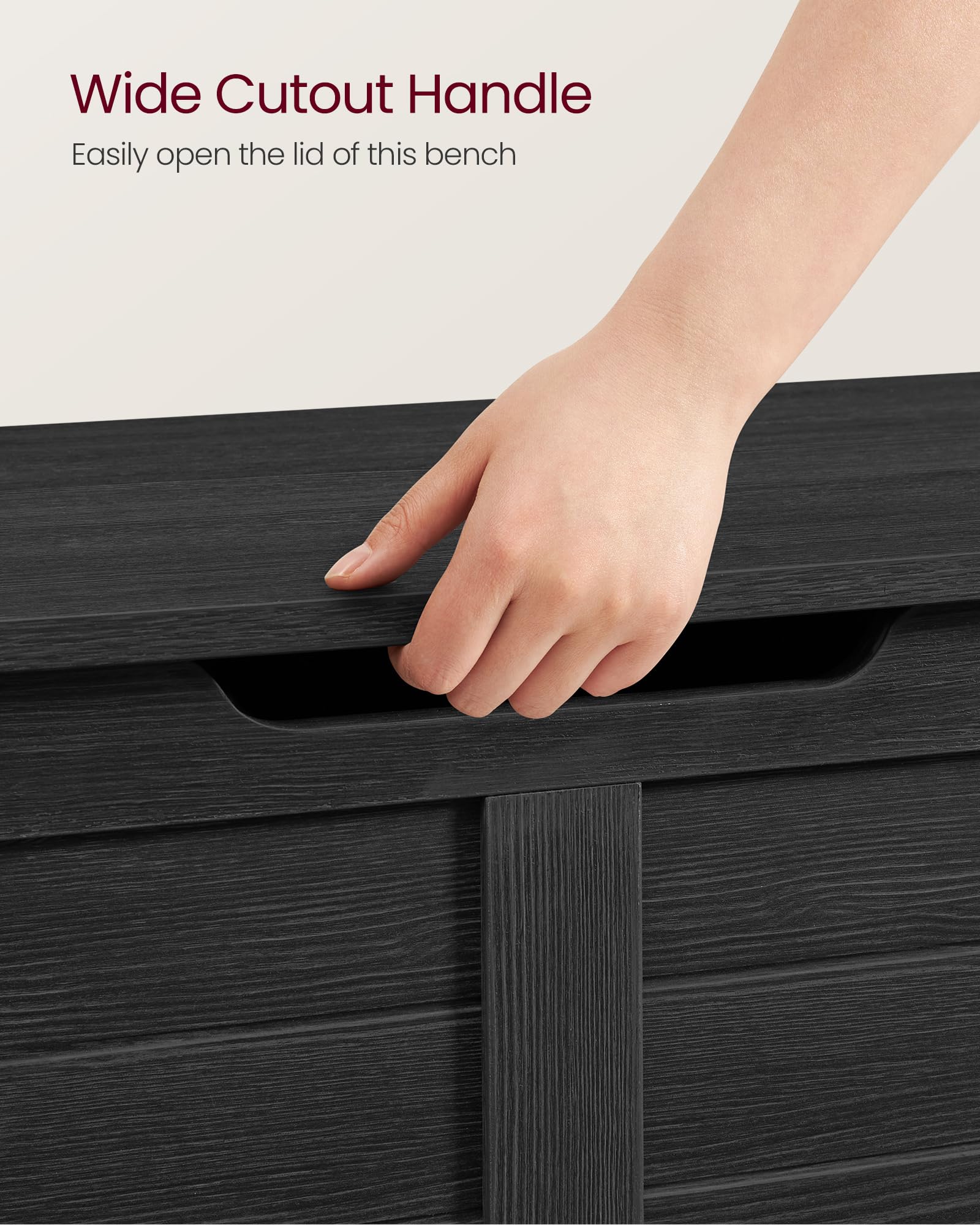 VASAGLE Farmhouse Style Storage Chest Bench - 15.7 x 39.4 x 18.1 Inch Multifunctional Trunk with 2 Safety Hinges, Entryway Shoe Storage Organizer for Bedroom, Living Room & Hallway - Charcoal Gray ULSB061B01 | Perfect for Small Space Organization & Farmhouse Decor