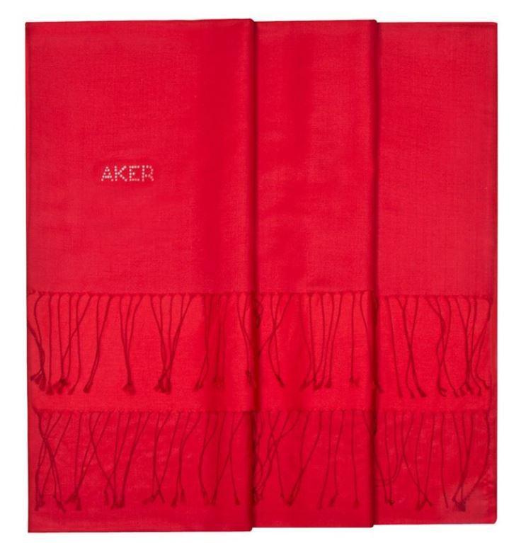 Aker Bi-Color Silk Shawl with Swarovski Crystals - Venetian Red | Elegant Women's Fashion Scarf for Parties, Weddings & Evening Events