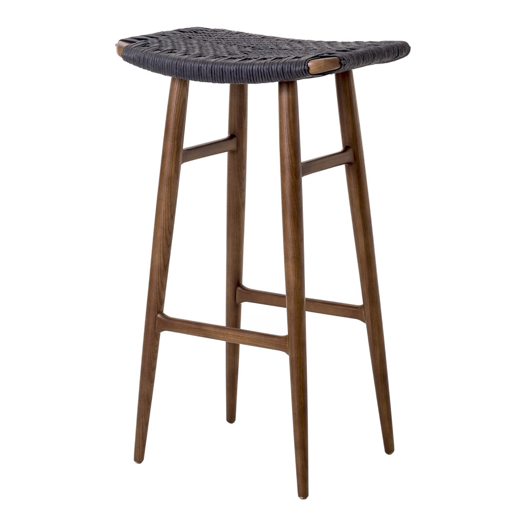 Freja Bar Stool with Woven Paper Cord Seat - Modern Kitchen Island & Counter Height Stool for Dining & Home Decor