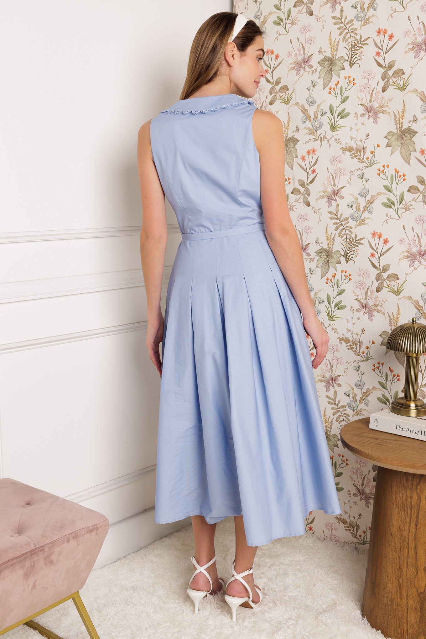 Country Fair Powder Blue Midi Dress - Elegant Floral Summer Dress for Women, Perfect for Weddings, Parties & Casual Outings