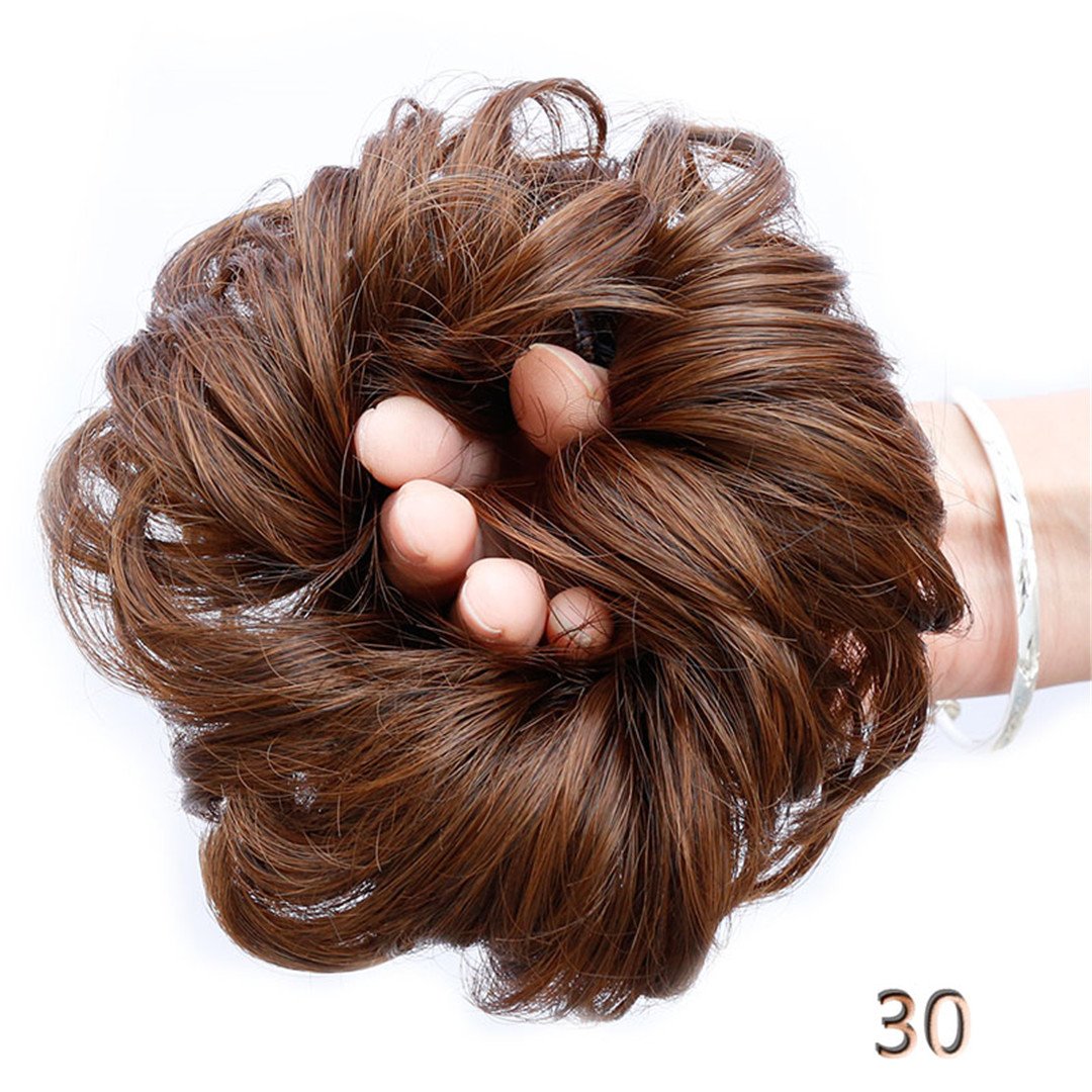Heat Resistant Synthetic Hair Scrunchie Wrap Ring for Curly Hair - Soft Rubber Band Chignon Bun Maker (Pack of 3) | Perfect for Workouts, Office & Everyday Hairstyles