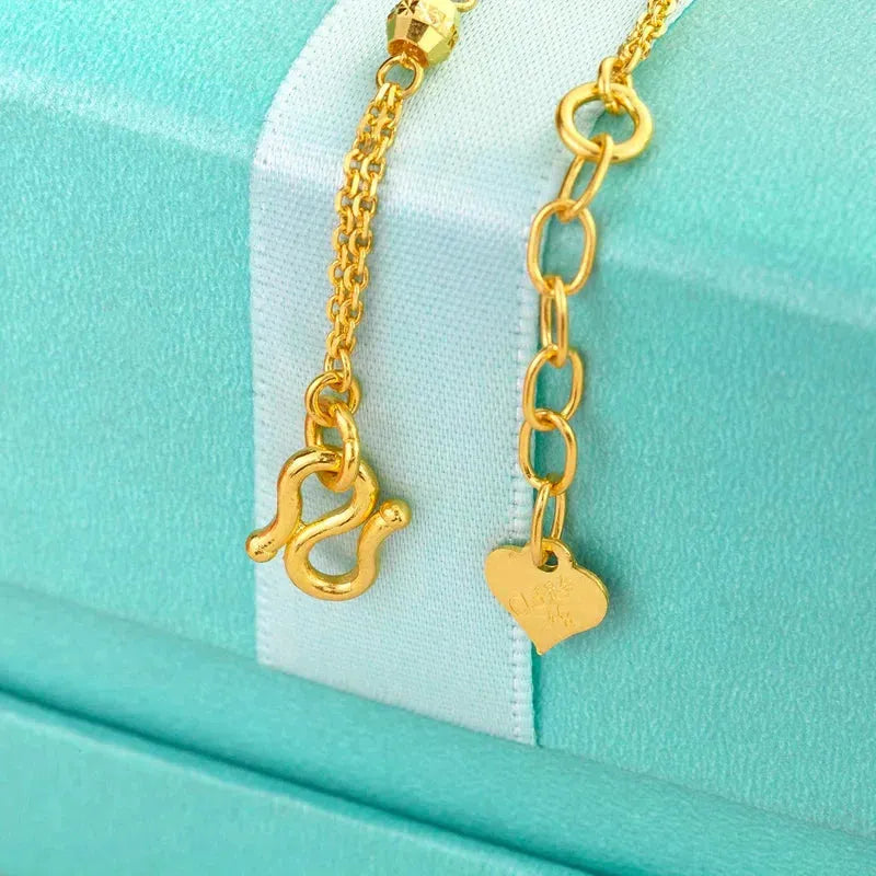 24K Pure Gold Bracelet for Women - 999 Solid Real Gold Bangle, Hollow Ball Design, Classic & Trendy Jewelry Gift for Her - Perfect for Weddings, Anniversaries & Special Occasions