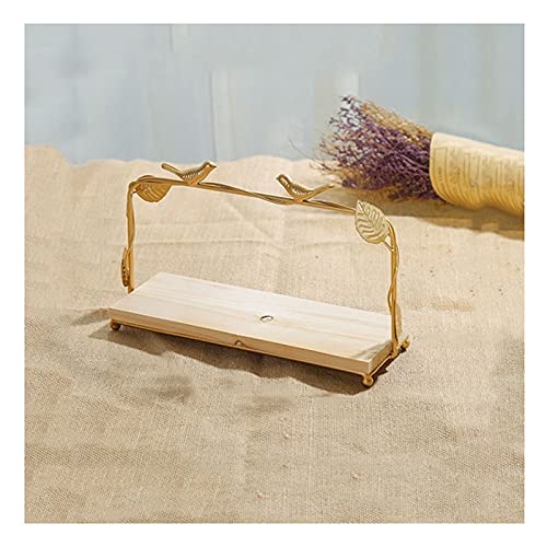 Vintage Wrought Iron Cake Stand - Elegant Wooden Tray for Wedding Desserts, Afternoon Tea Display & Fruit Serving | Retro Decorative Cake Plate for Parties, Bridal Showers & Home Decor