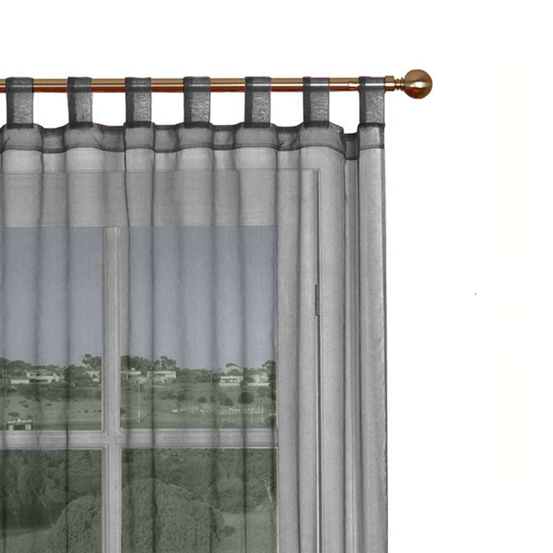 1 Piece Black Organza Tab Top Curtain 110 x 213 cm (43 x 84 inches) - Sheer Window Panel for Living Room, Bedroom & Wedding Decor