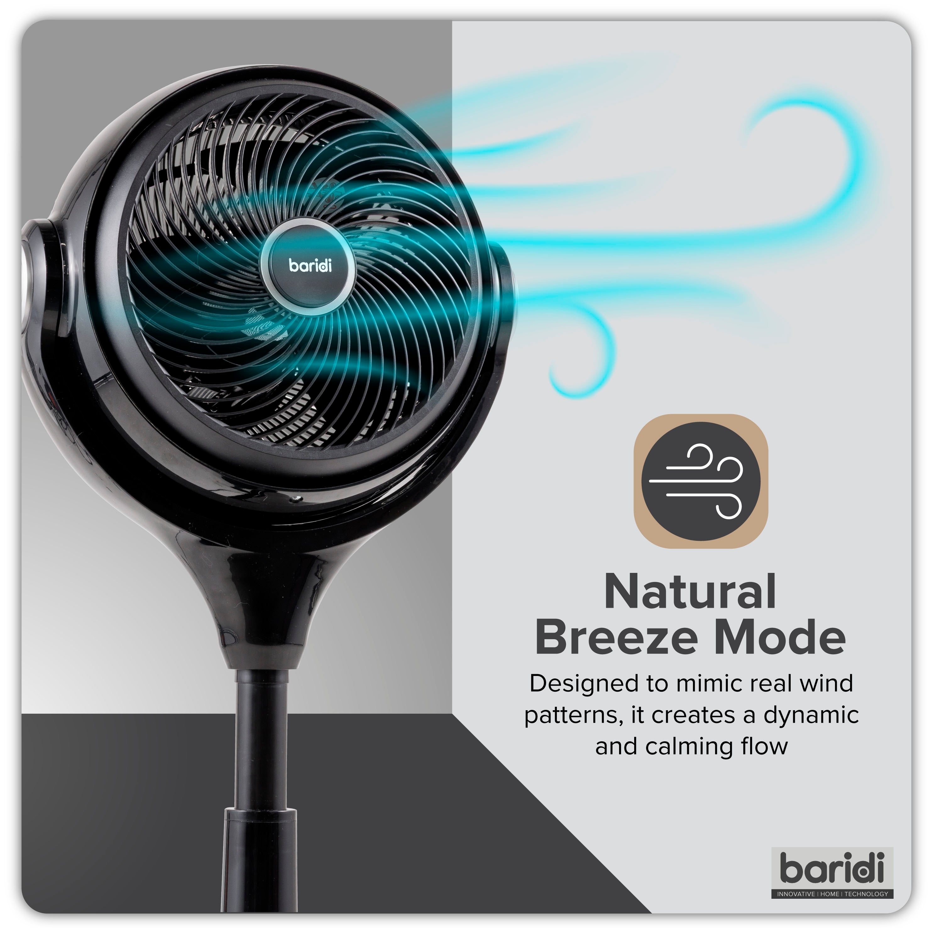 10 Inch Baridi Pedestal Fan with Remote Control - Black (DH143) - Quiet Cooling for Home, Office & Bedroom