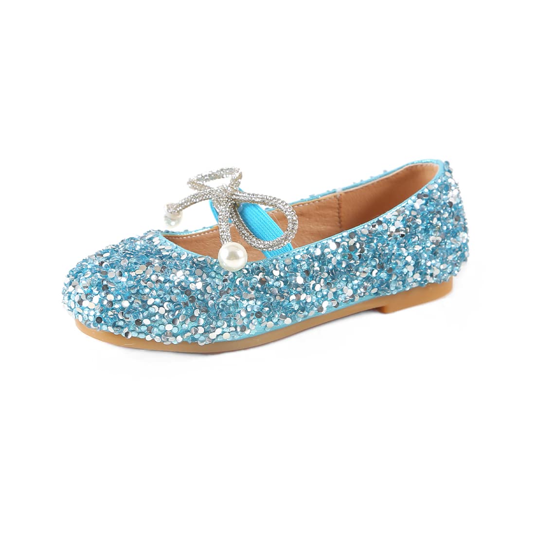 YYF Girls Glitter Ballet Flats - Shiny Bow Mary Jane Shoes for Toddler/Kids - Perfect for Weddings & Parties