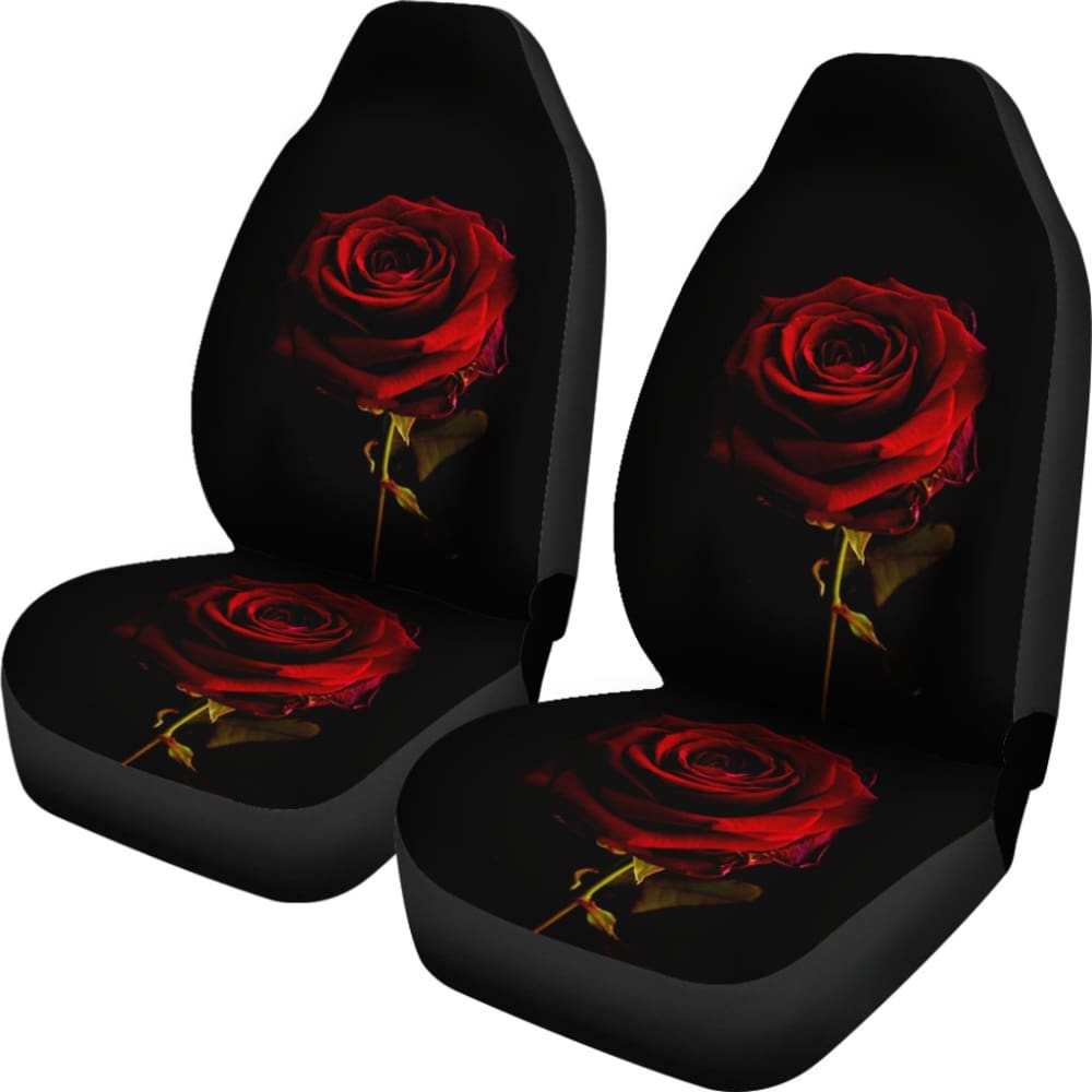 Black & Red Rose Floral Car Seat Covers - Universal Fit for Cars, Trucks & SUVs - Soft & Durable Auto Accessories for Comfort & Style - Perfect for Daily Commute, Road Trips & Gift Giving