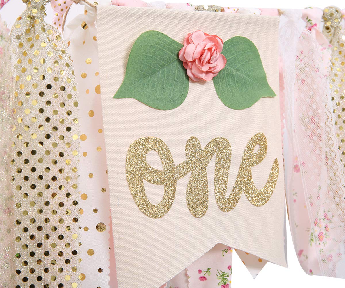1st Birthday High Chair Banner - Baby Girl First Birthday Decorations for Photo Booth Props, Party Souvenirs & Kids Gifts | Perfect for Birthday Photoshoots, Cake Smash Sessions & Nursery Decor